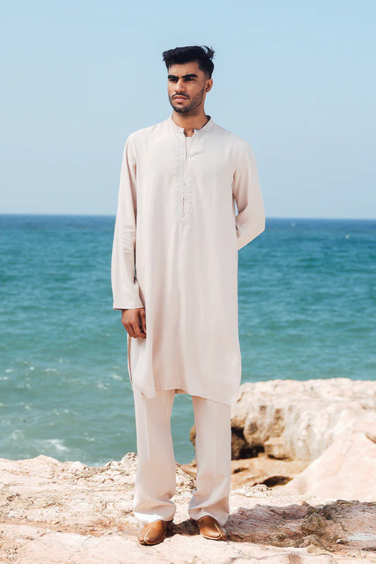 'Soft Pink' Embroidered Kurta Pajama | REPUBLIC MENSWEAR