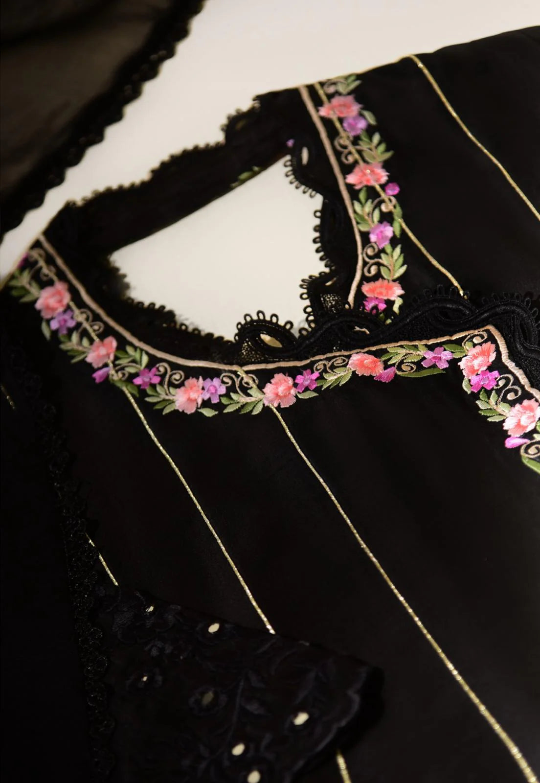 BLACK EMBROIDERED ANGRAKHA | Aghanoor Bridal