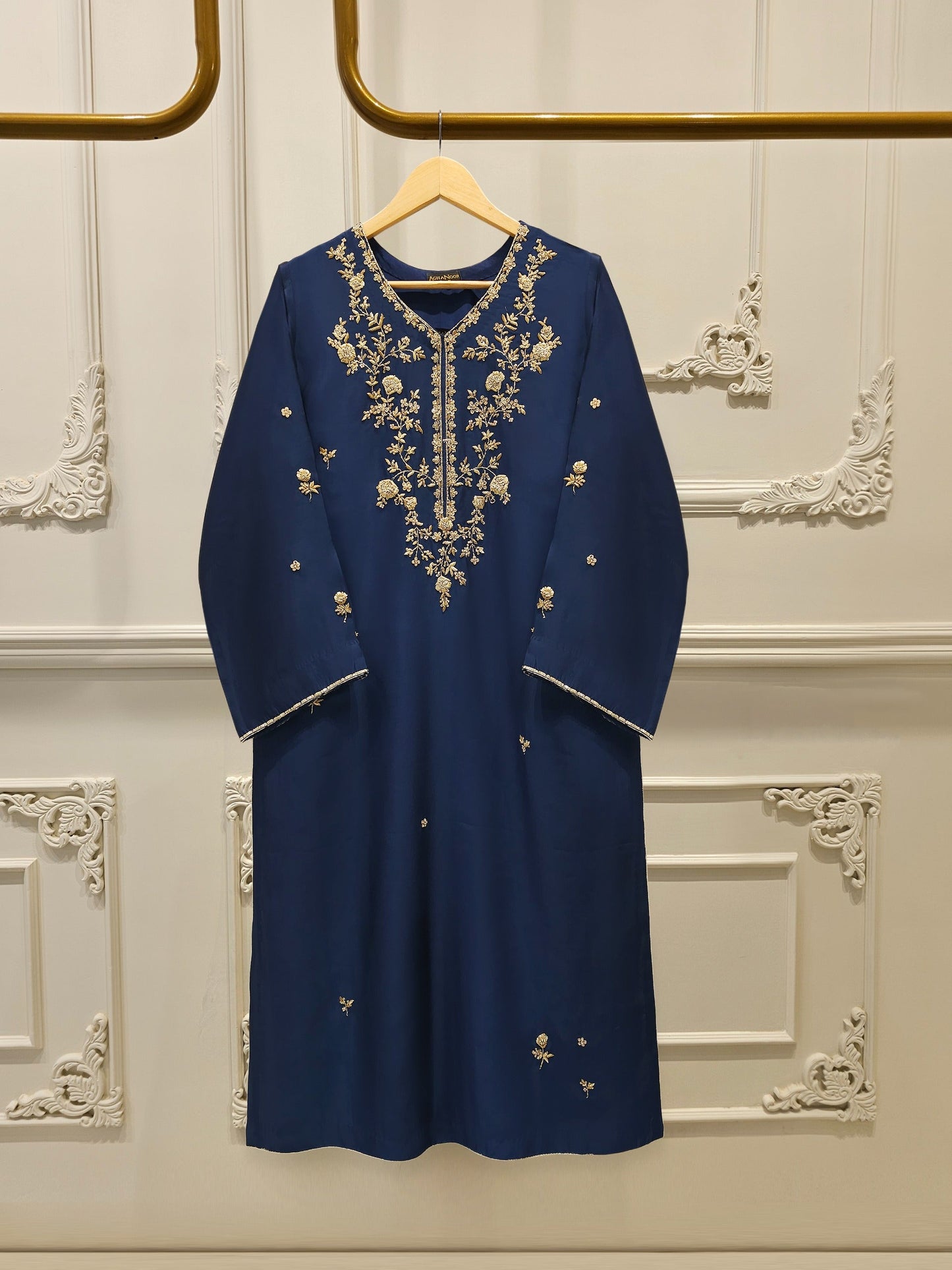 S112799 | Pure Embroidered Sheesha Silk Suit | Aghanoor Bridal