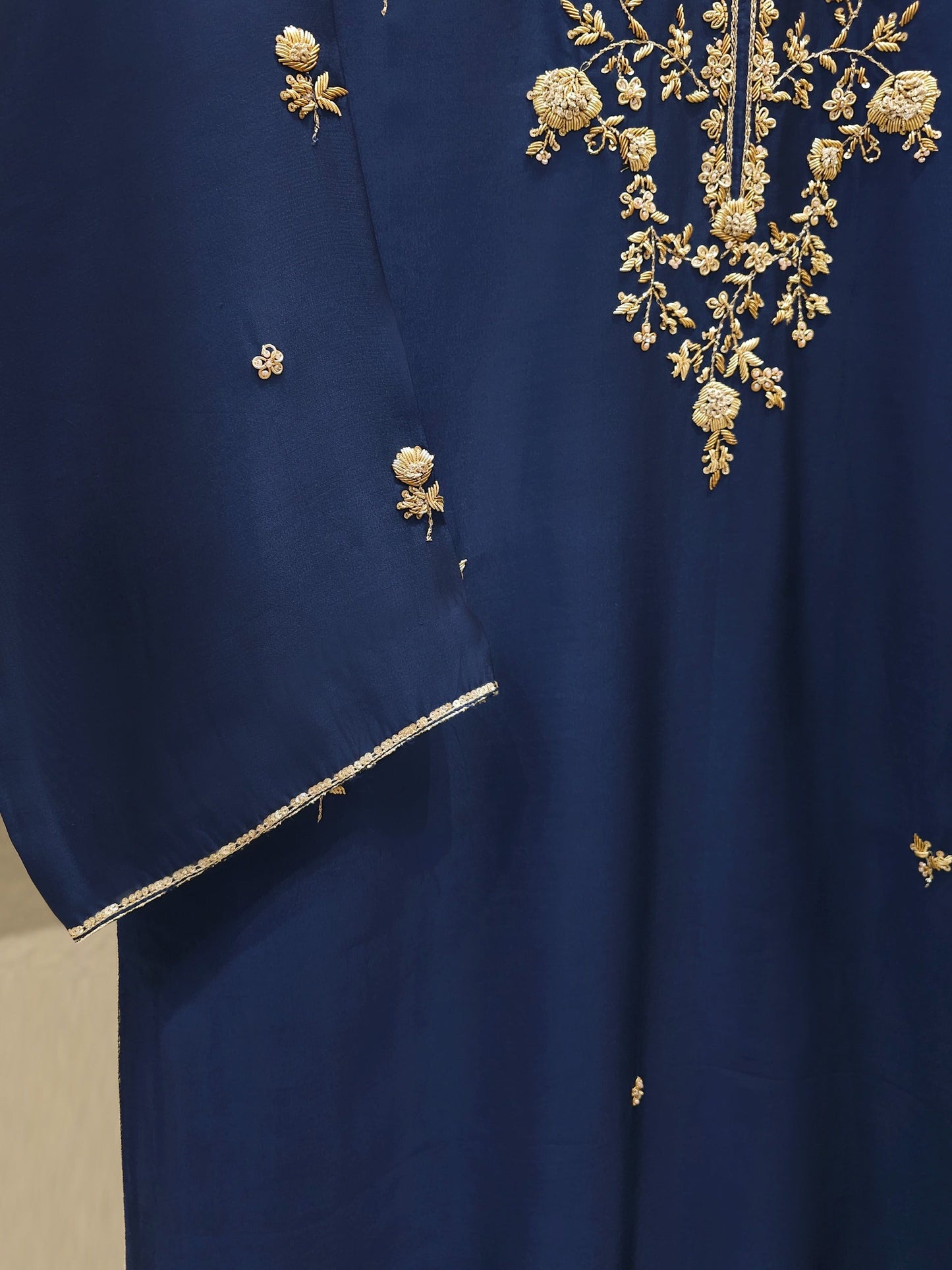 S112799 | Pure Embroidered Sheesha Silk Suit | Aghanoor Bridal