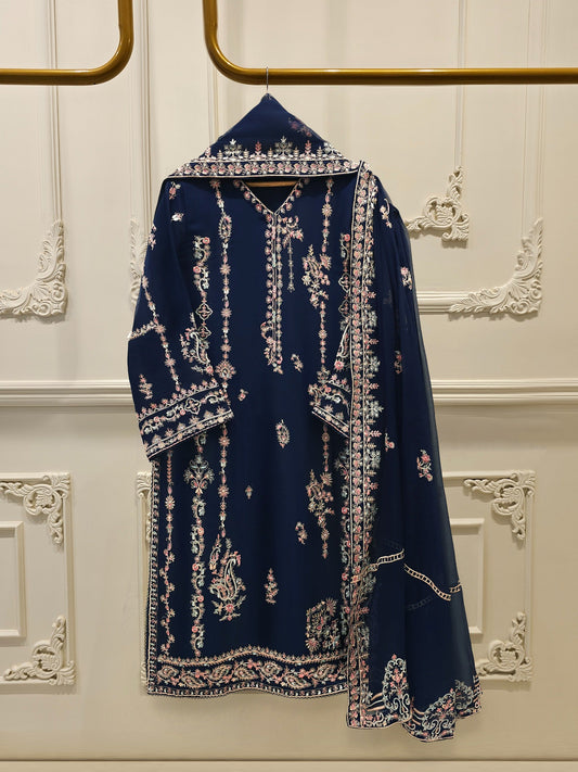 S112857 | Pure Embroidered Cotton Net Suit | Aghanoor Bridal