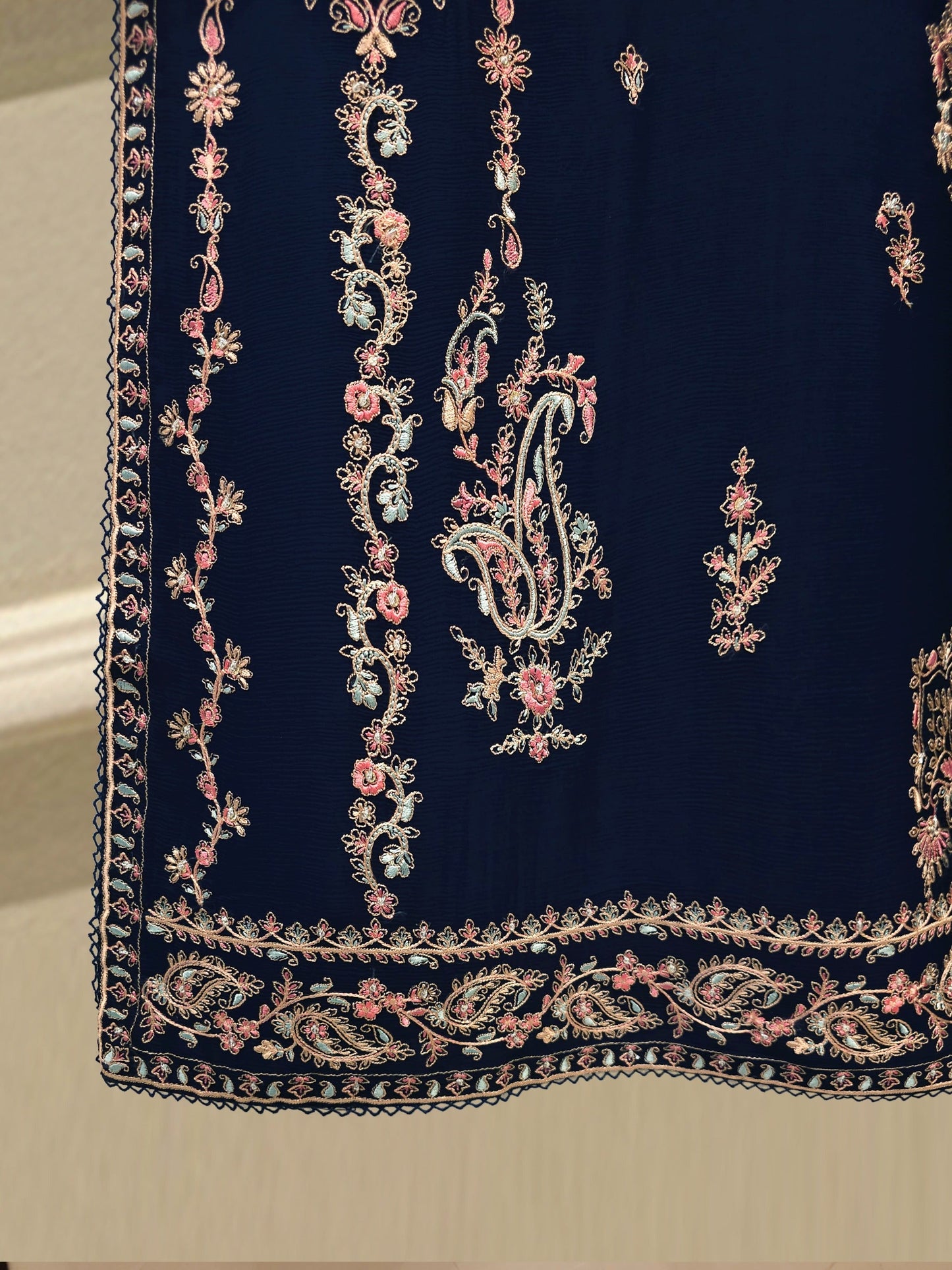 S112857 | Pure Embroidered Cotton Net Suit | Aghanoor Bridal