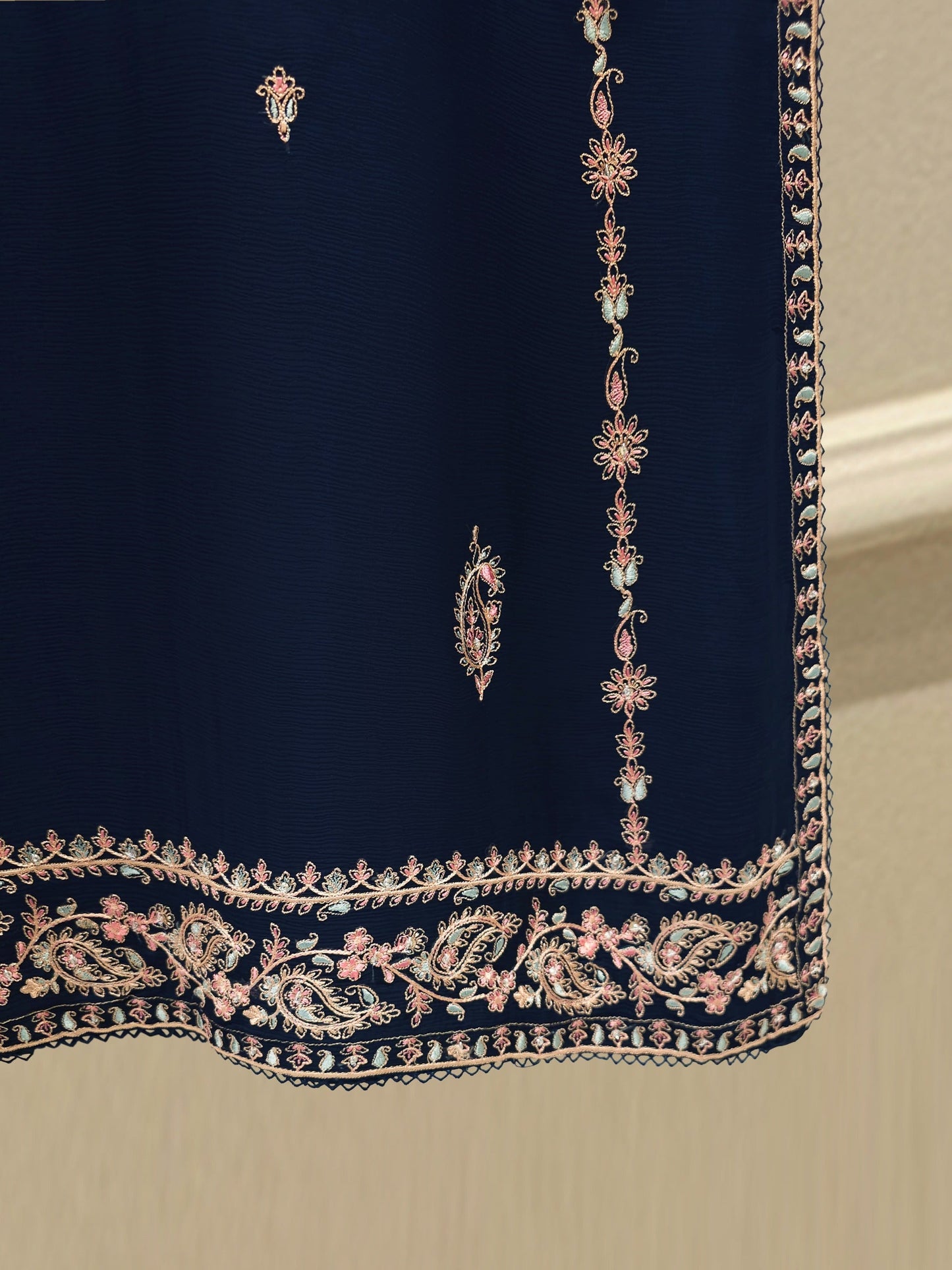 S112857 | Pure Embroidered Cotton Net Suit | Aghanoor Bridal