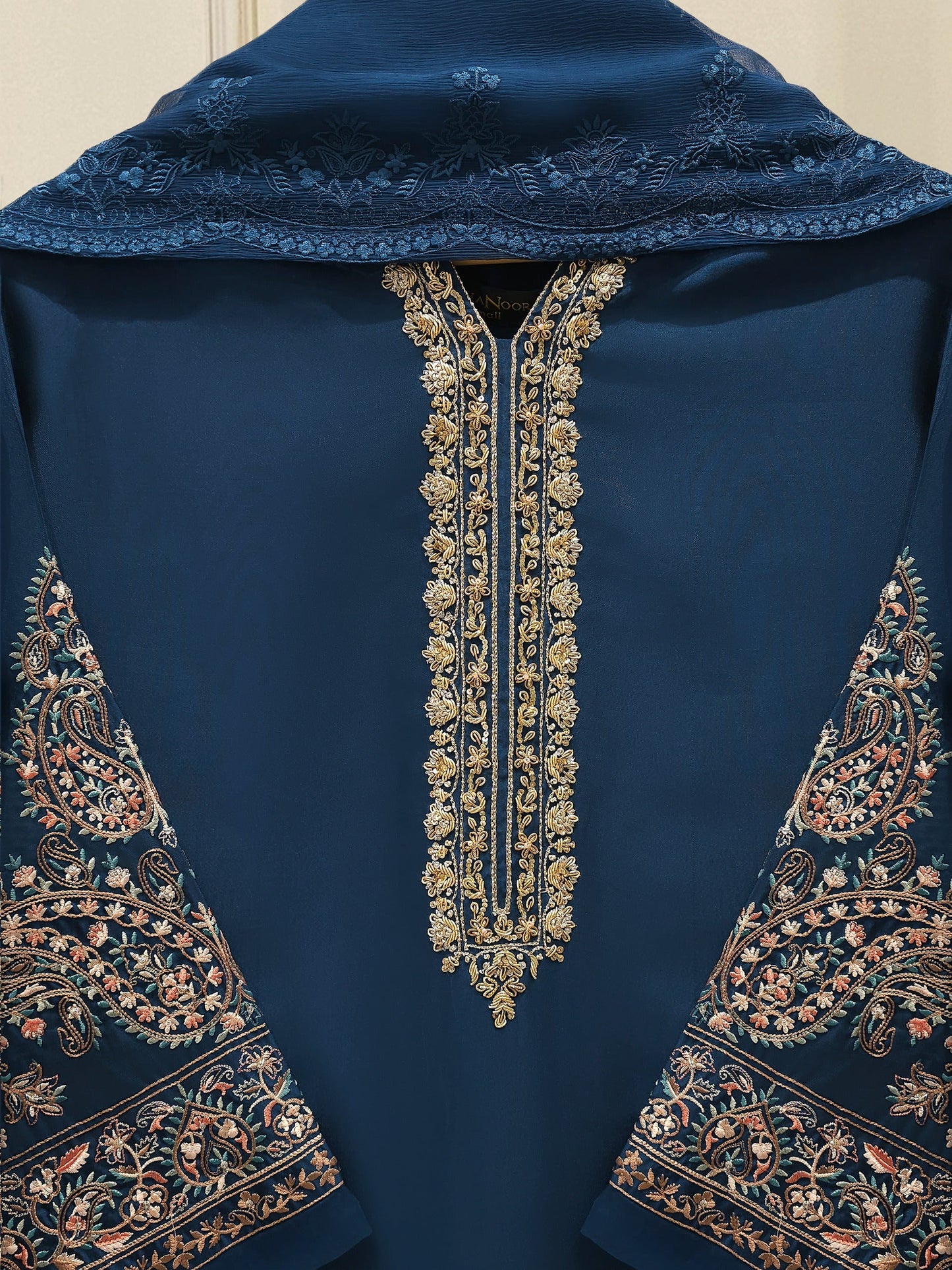 S112899 | Pure Embroidered Sheesha Silk Suit  | Aghanoor Bridal