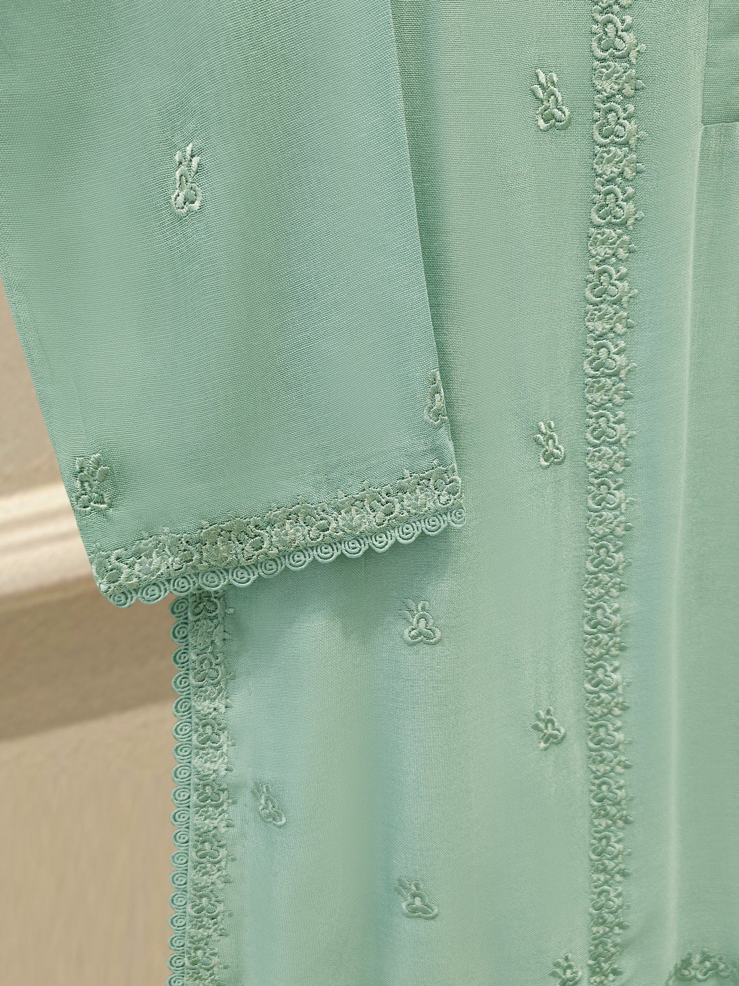 3 Piece - Pure Embroidered Cotton Net Suit S113911 | Aghanoor Bridal