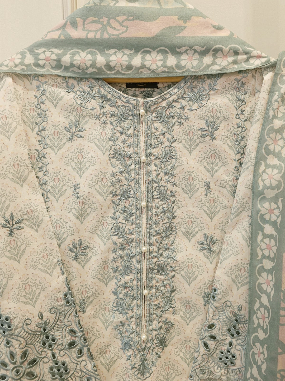 S112754 | Digital Printed Embroidered Cambric Suit | Aghanoor Bridal