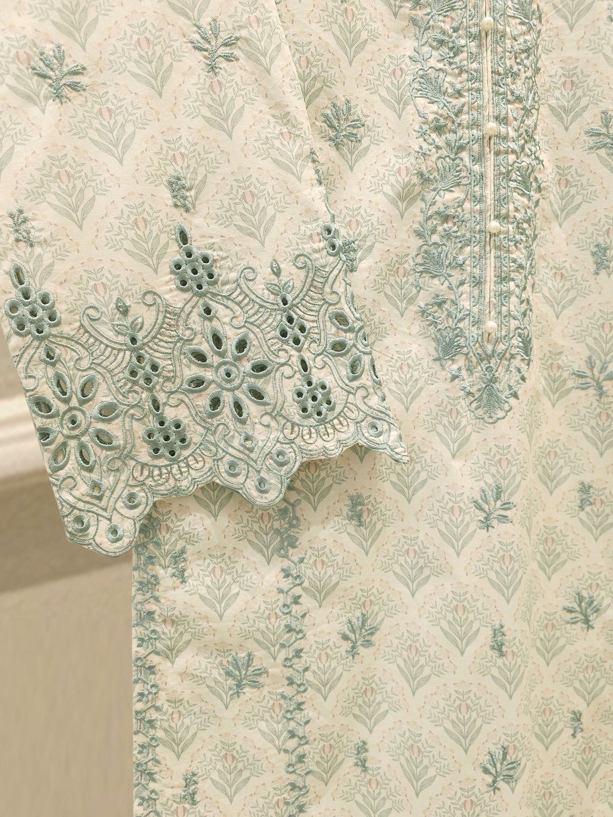 S112754 | Digital Printed Embroidered Cambric Suit | Aghanoor Bridal