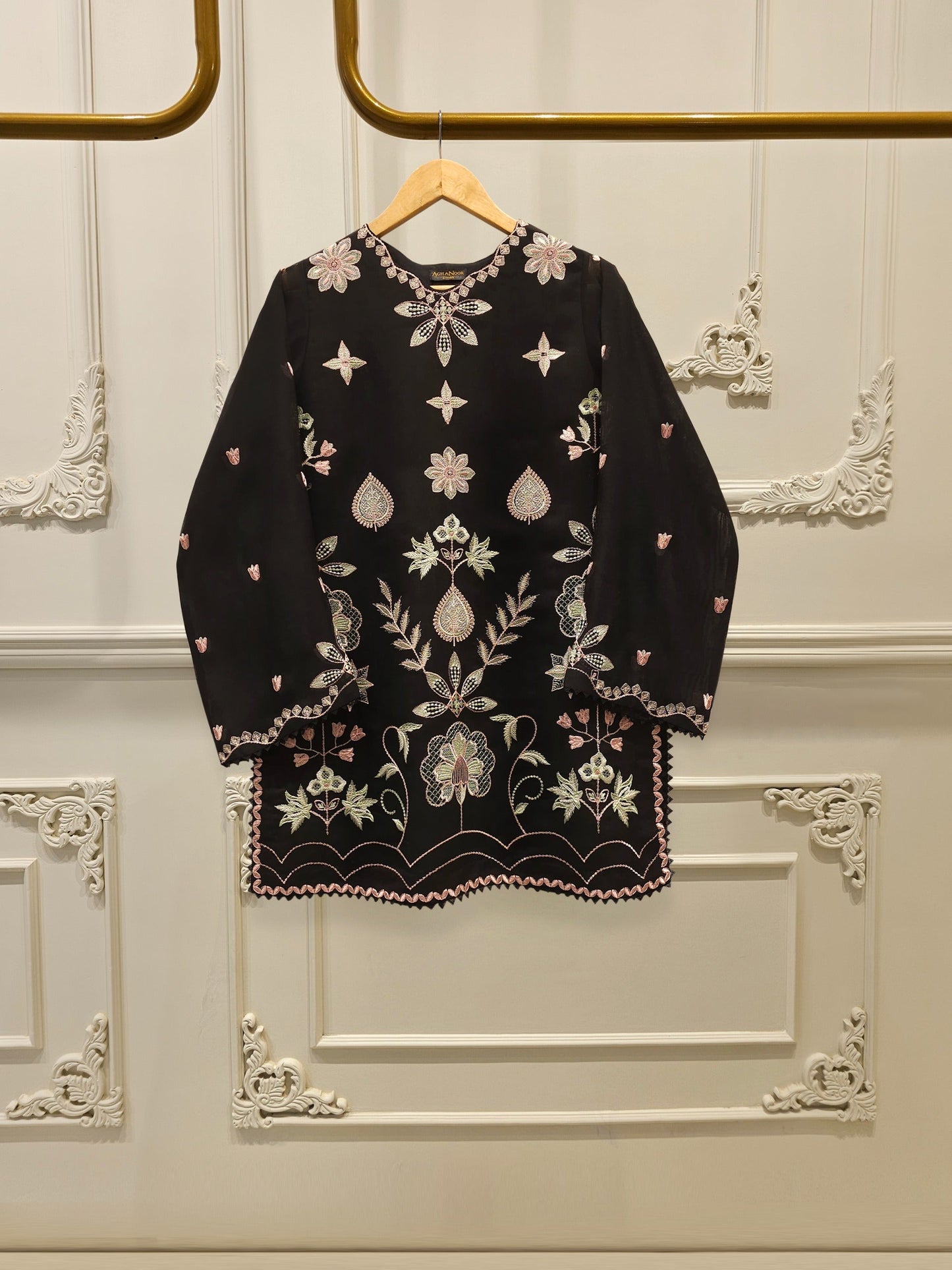 S112758 | Pure Embroidered Cotton Net Suit | Aghanoor Bridal