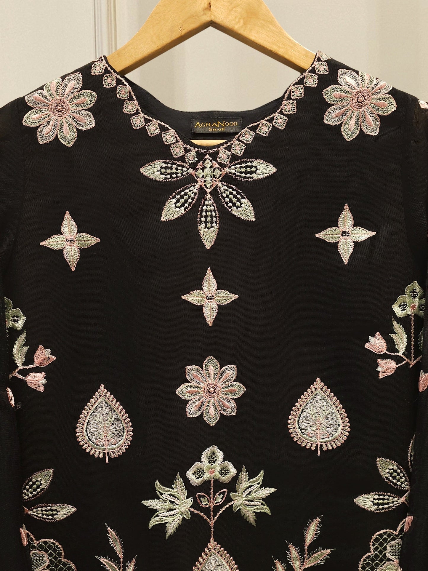 S112758 | Pure Embroidered Cotton Net Suit | Aghanoor Bridal