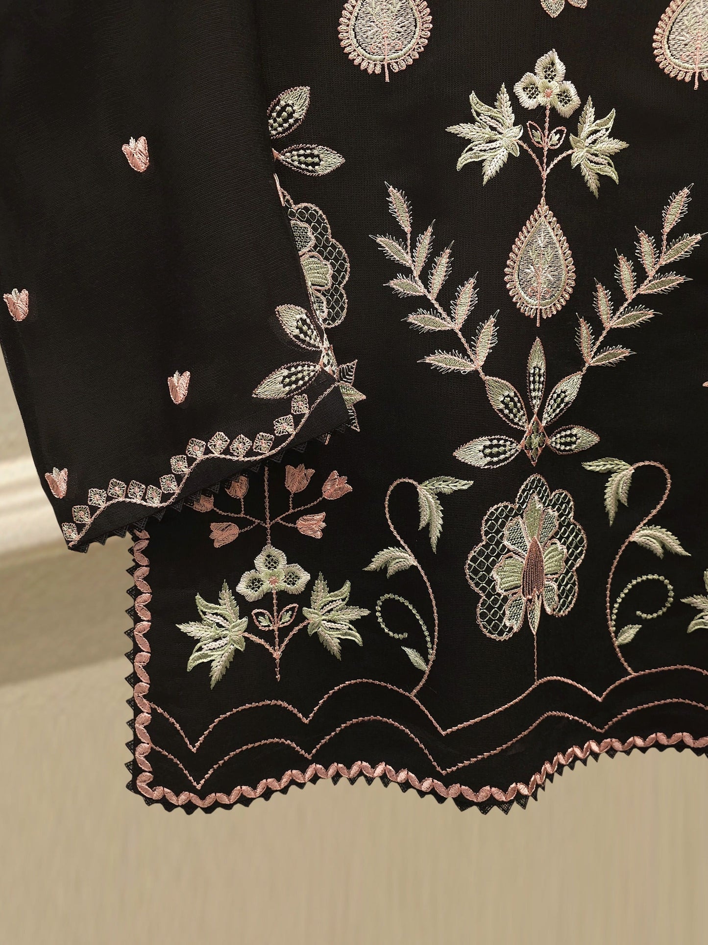 S112758 | Pure Embroidered Cotton Net Suit | Aghanoor Bridal