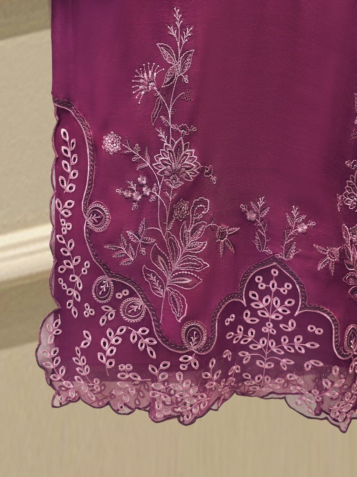 S112776 | Pure Embroidered Cotton Net Suit | Aghanoor Bridal