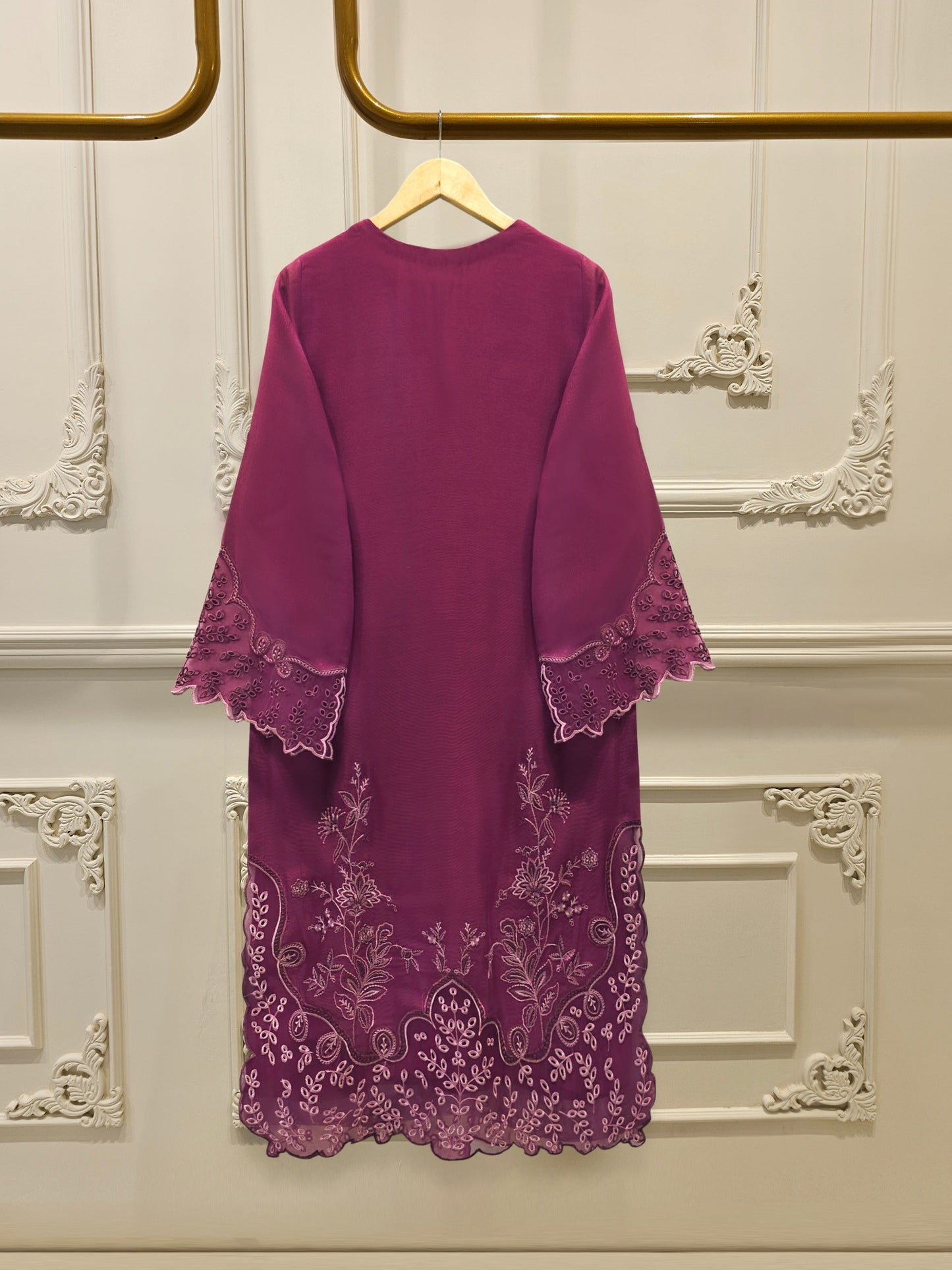 S112776 | Pure Embroidered Cotton Net Suit | Aghanoor Bridal