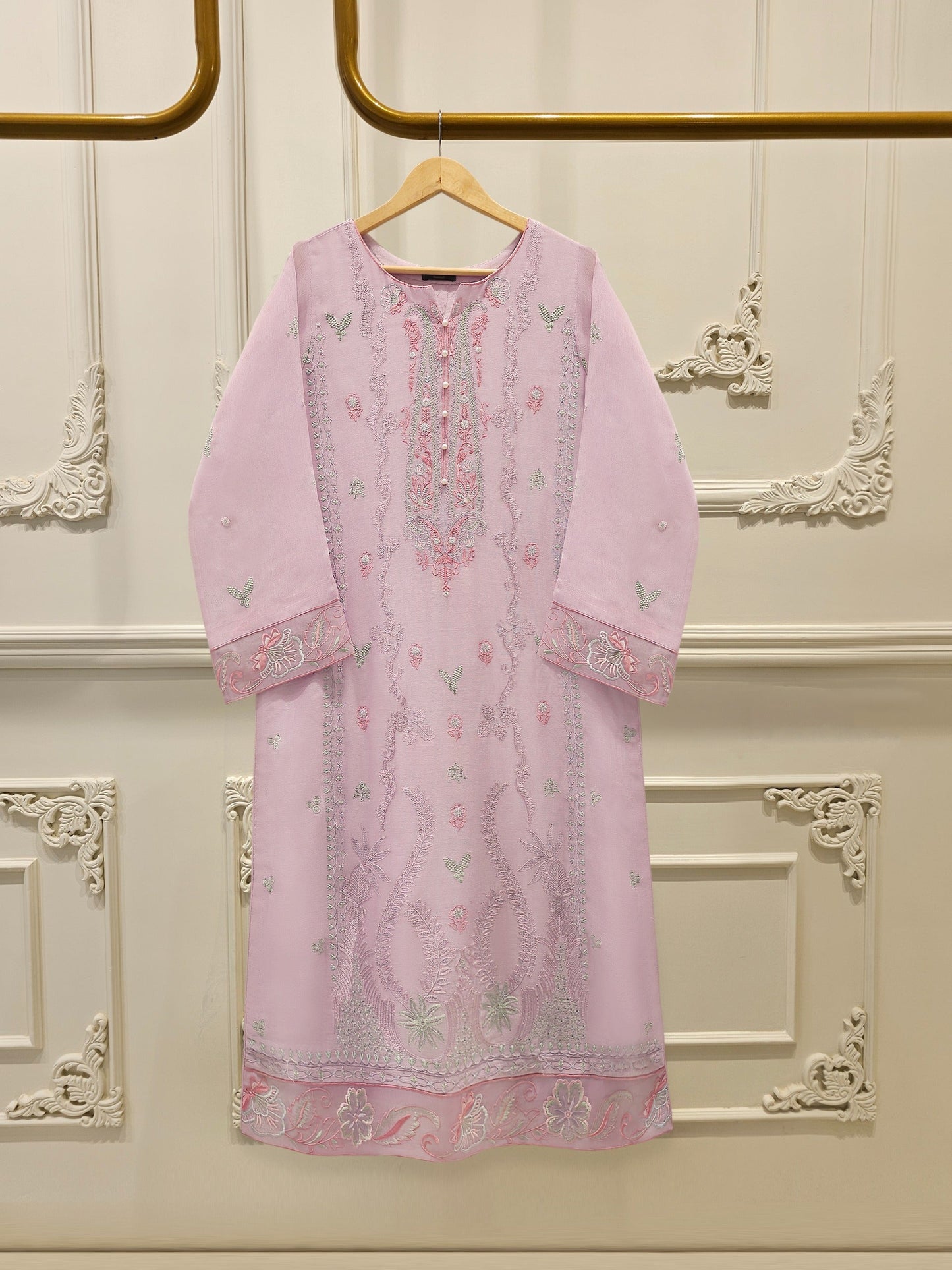 S112780 | Pure Embroidered Cotton Net Suit | Aghanoor Bridal