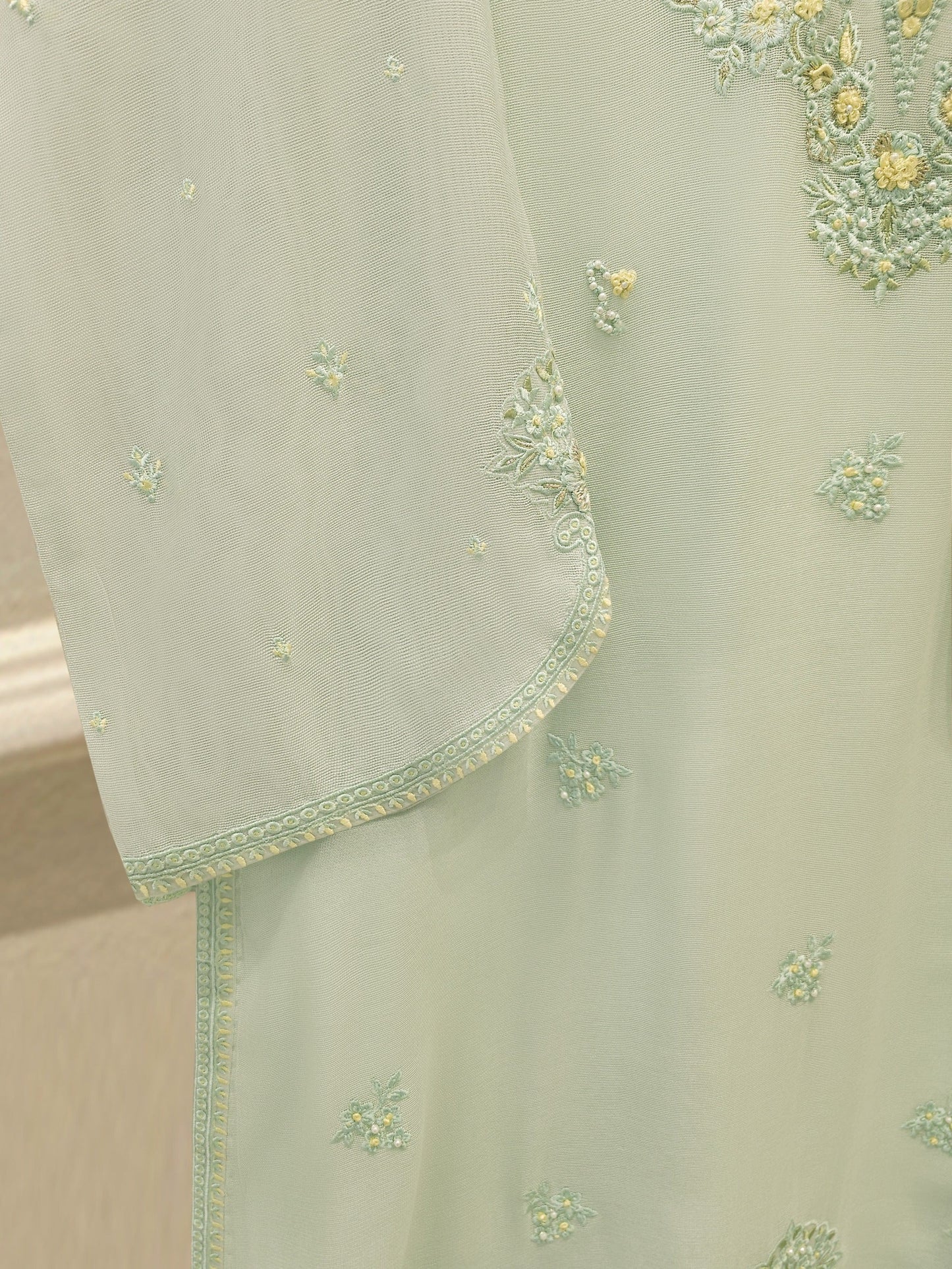 S112781 | Pure Embroidered Cotton Net Suit  | Aghanoor Bridal