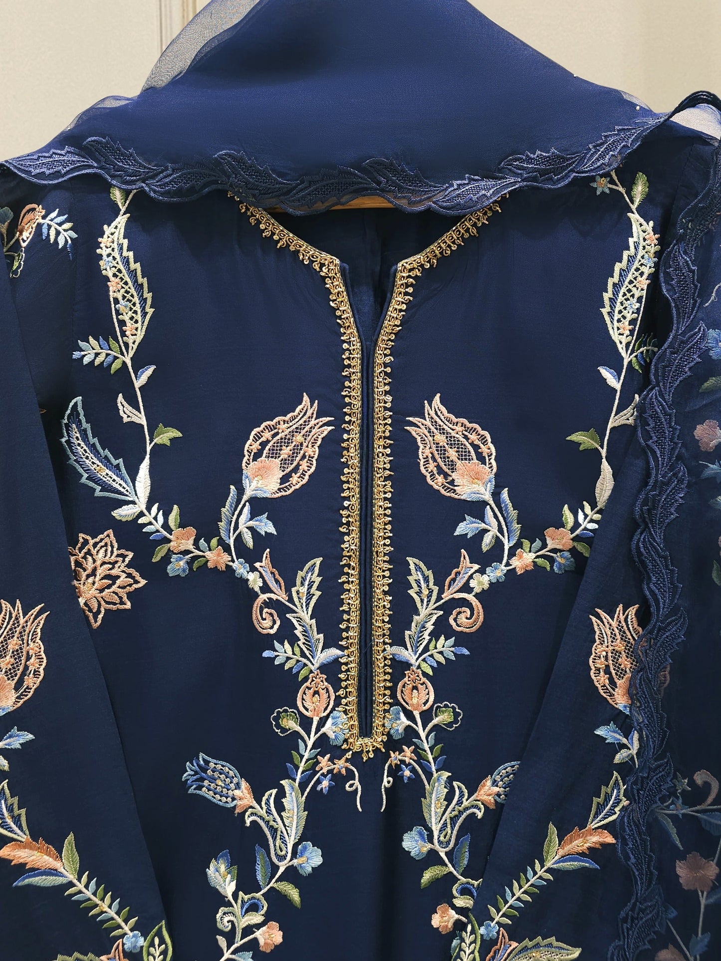 S112783 | Pure Khaddi Silk Embroidered Suit | Aghanoor Bridal