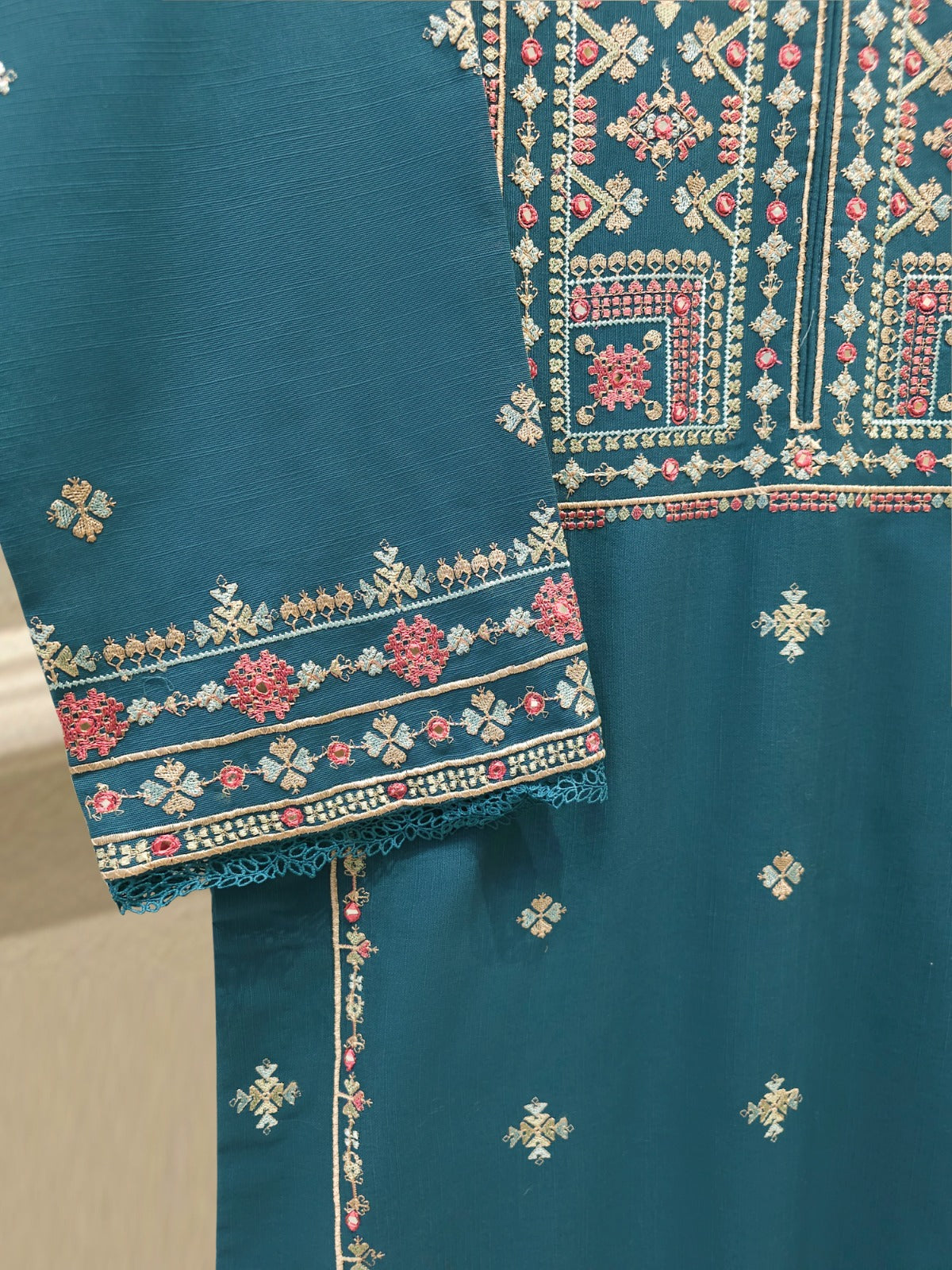 S112798 | Embroidered Khaddar Suit | Aghanoor Bridal