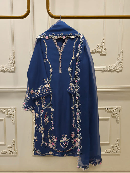 S112788 | Pure Khaddi Silk Embroidered Suit | Aghanoor Bridal