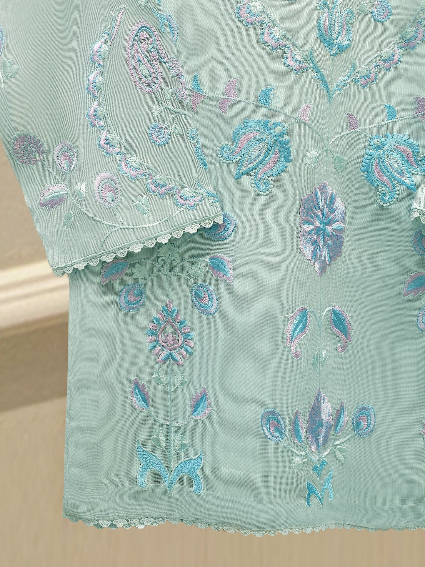 S112802 |Pure Embroidered Cotton Net Suit | Aghanoor Bridal