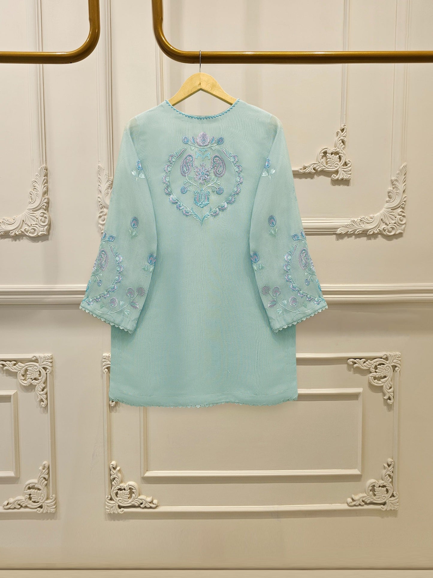 S112802 |Pure Embroidered Cotton Net Suit | Aghanoor Bridal