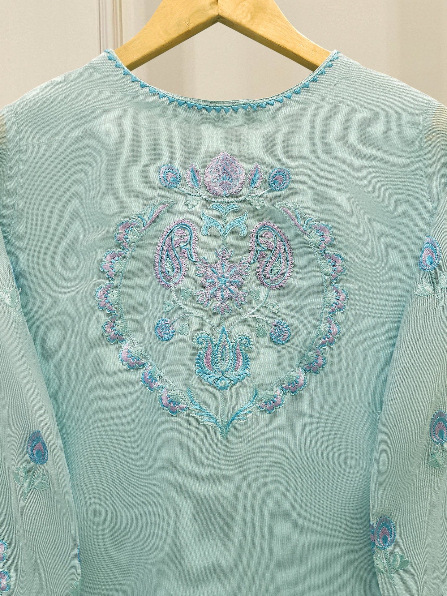 S112802 |Pure Embroidered Cotton Net Suit | Aghanoor Bridal