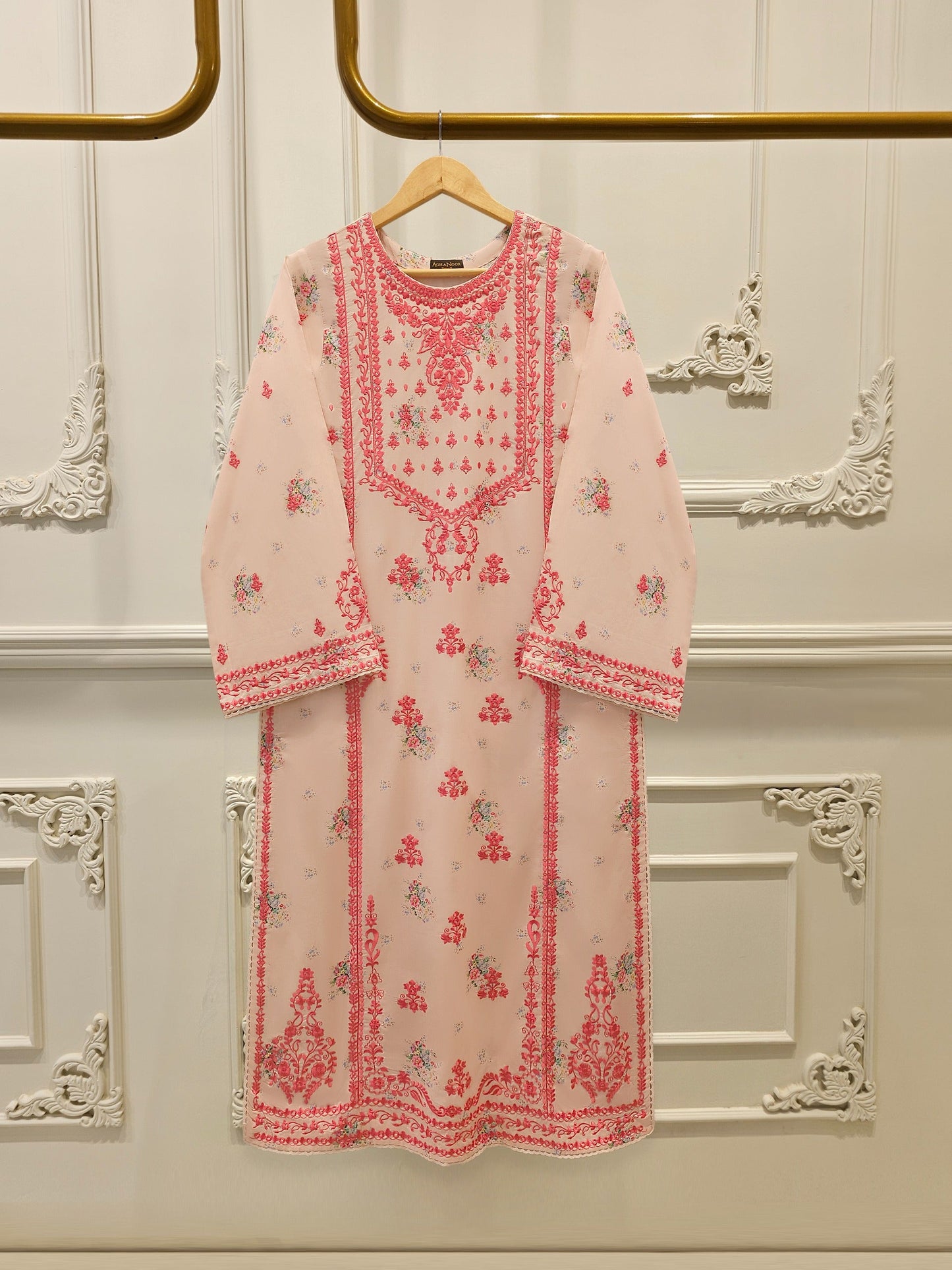 S112735 | Digital Printed Embroidered Cambric Suit | Aghanoor Bridal