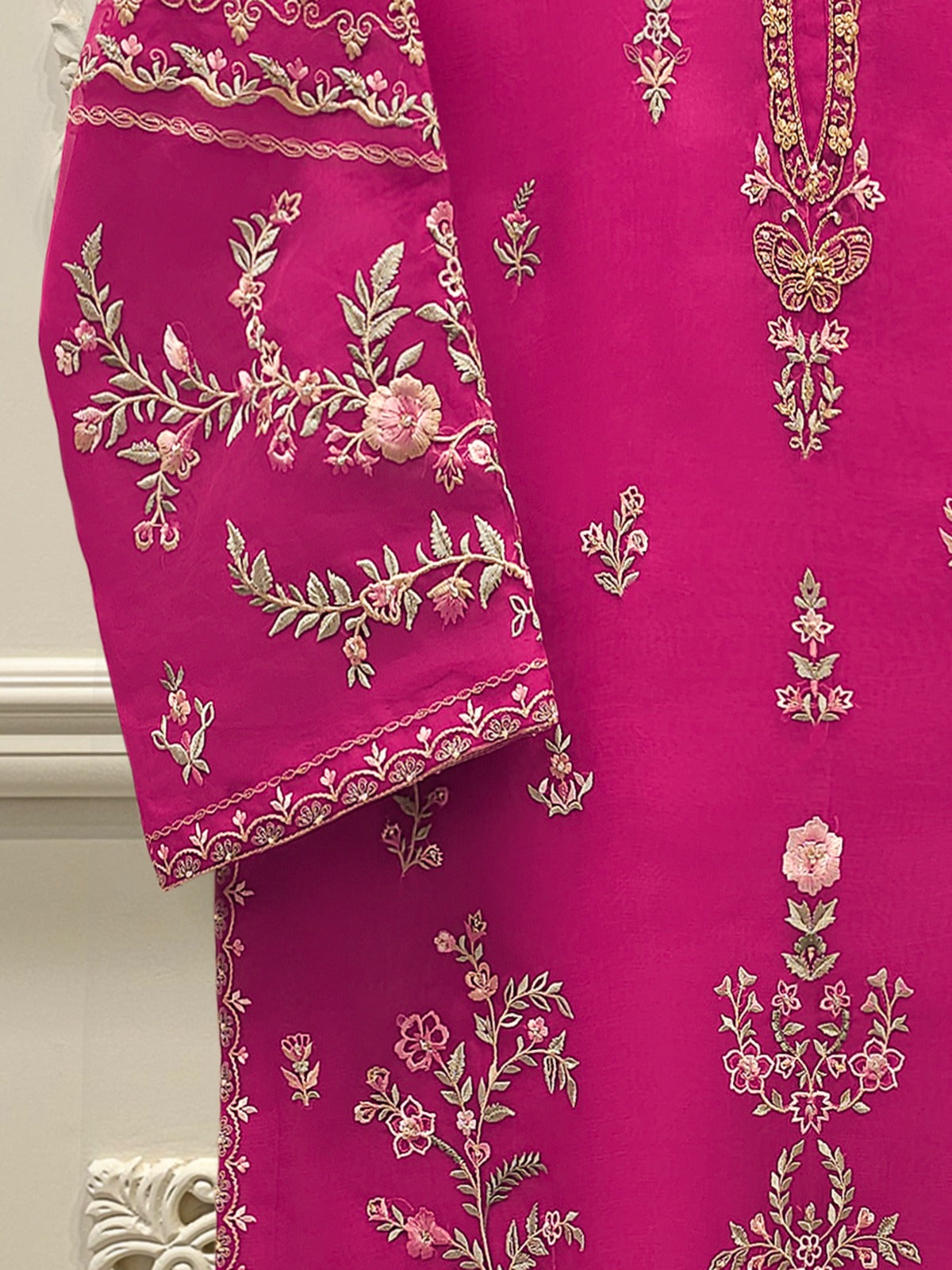 S112809 | Pure Organza Embroidered Suit | Aghanoor Bridal