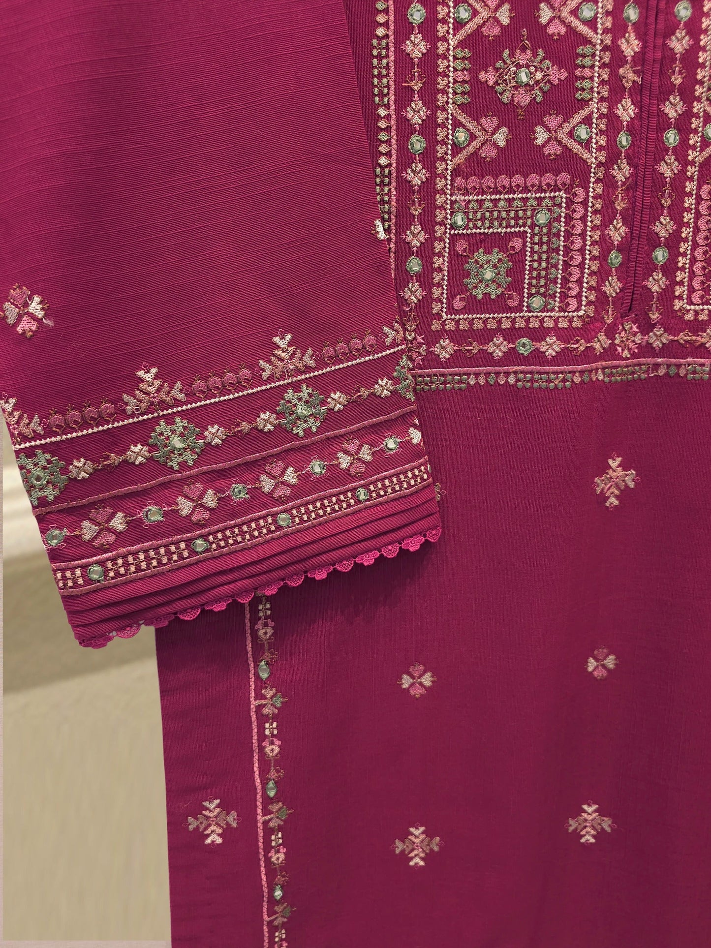 S112827 | Embroidered Khaddar Suit  | Aghanoor Bridal