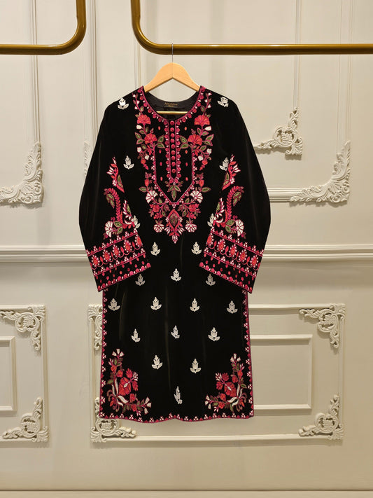 S112840 | Embroidered Velvet Suit | Aghanoor Bridal