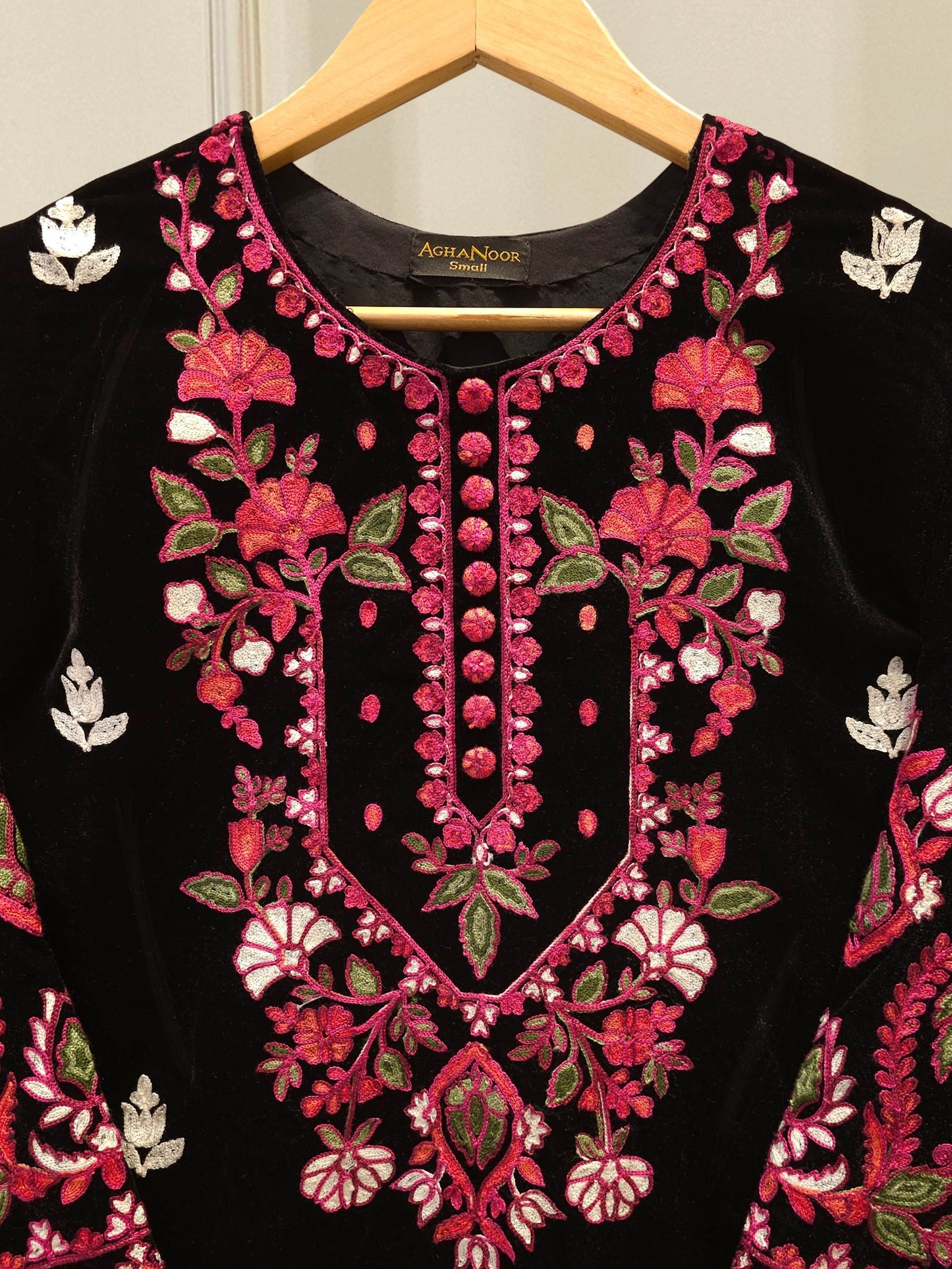 S112840 | Embroidered Velvet Suit | Aghanoor Bridal