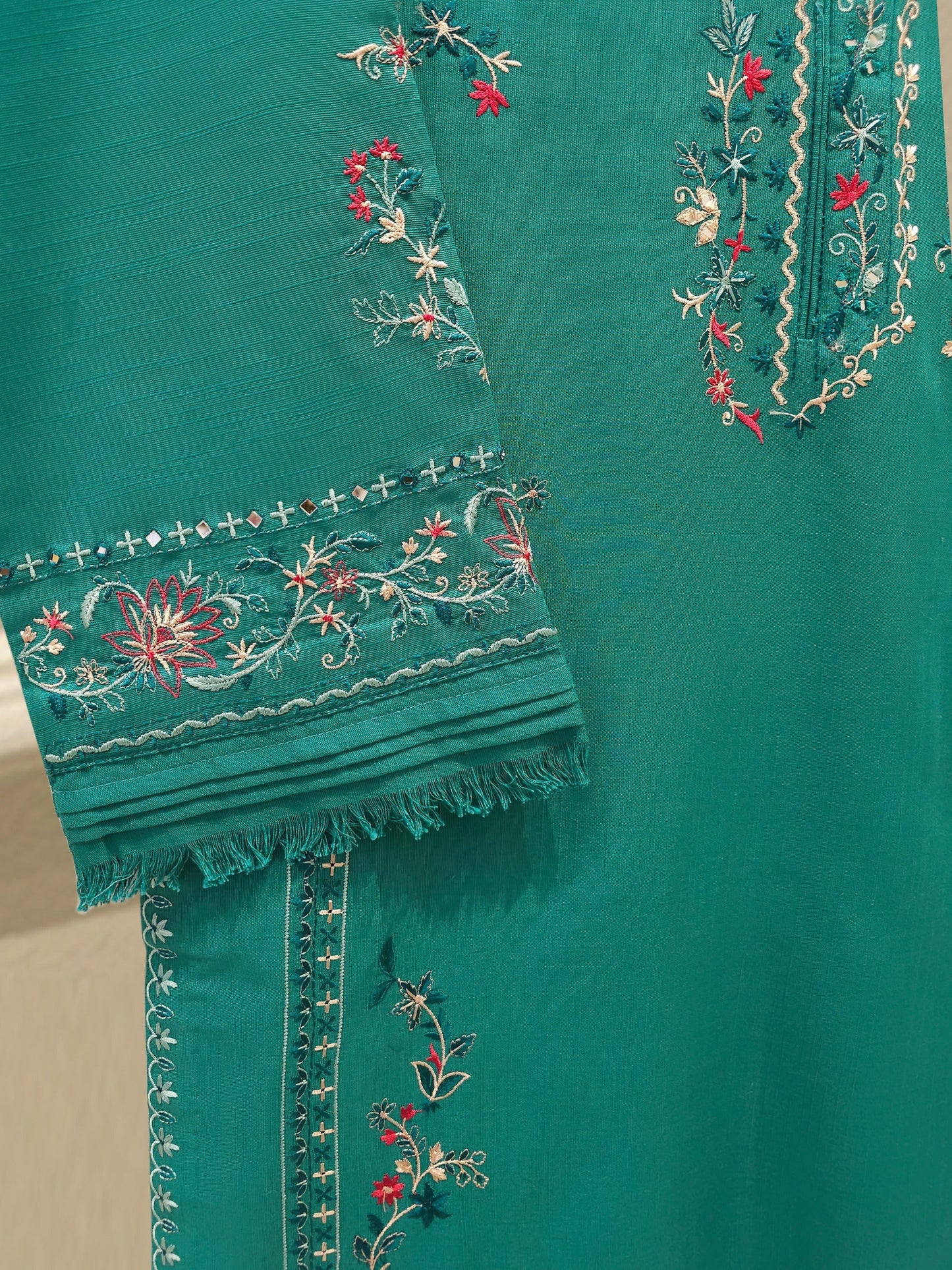 S112843 | Embroidered Khaddar Suit | Aghanoor Bridal