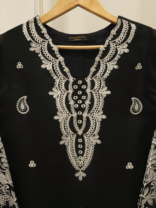 S112814 | Pure Embroidered Cotton Net Suit | Aghanoor Bridal