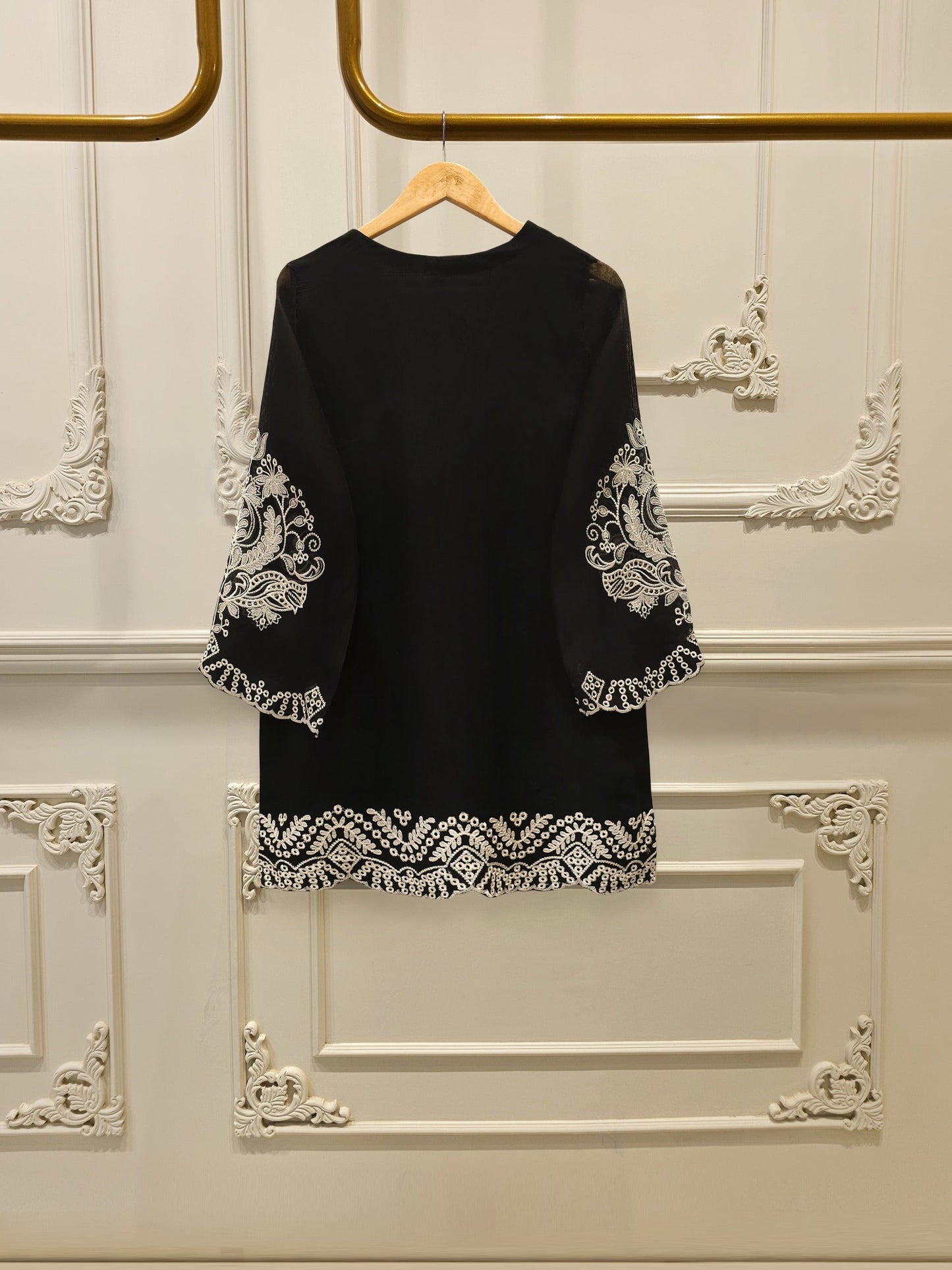 S112814 | Pure Embroidered Cotton Net Suit | Aghanoor Bridal