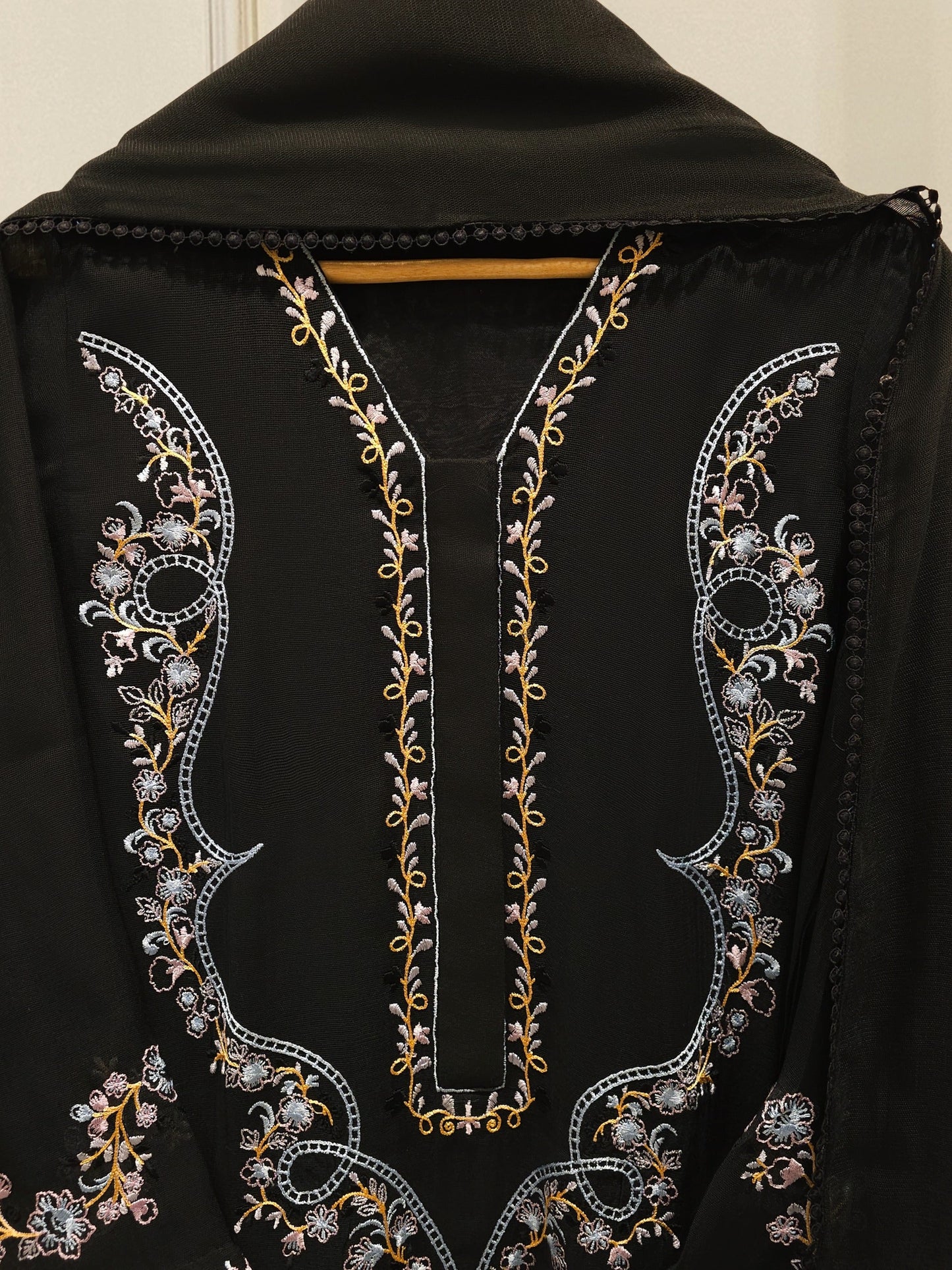 S112844 | Pure Embroidered Cotton Net Suit  | Aghanoor Bridal