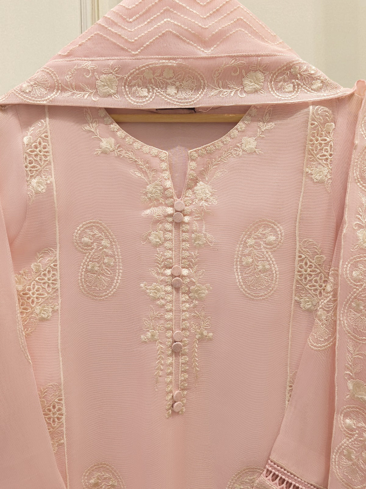 S112866 | Pure Embroidered Cotton Net Suit | Aghanoor Bridal