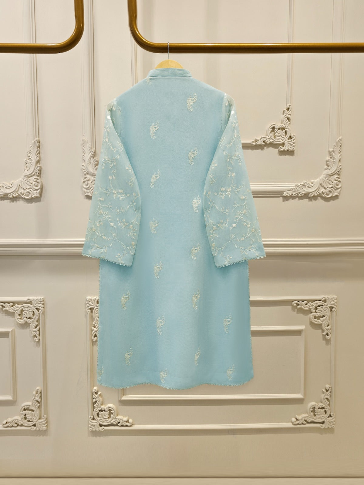 S112862 | Pure Embroidered Cotton Net Suit | Aghanoor Bridal