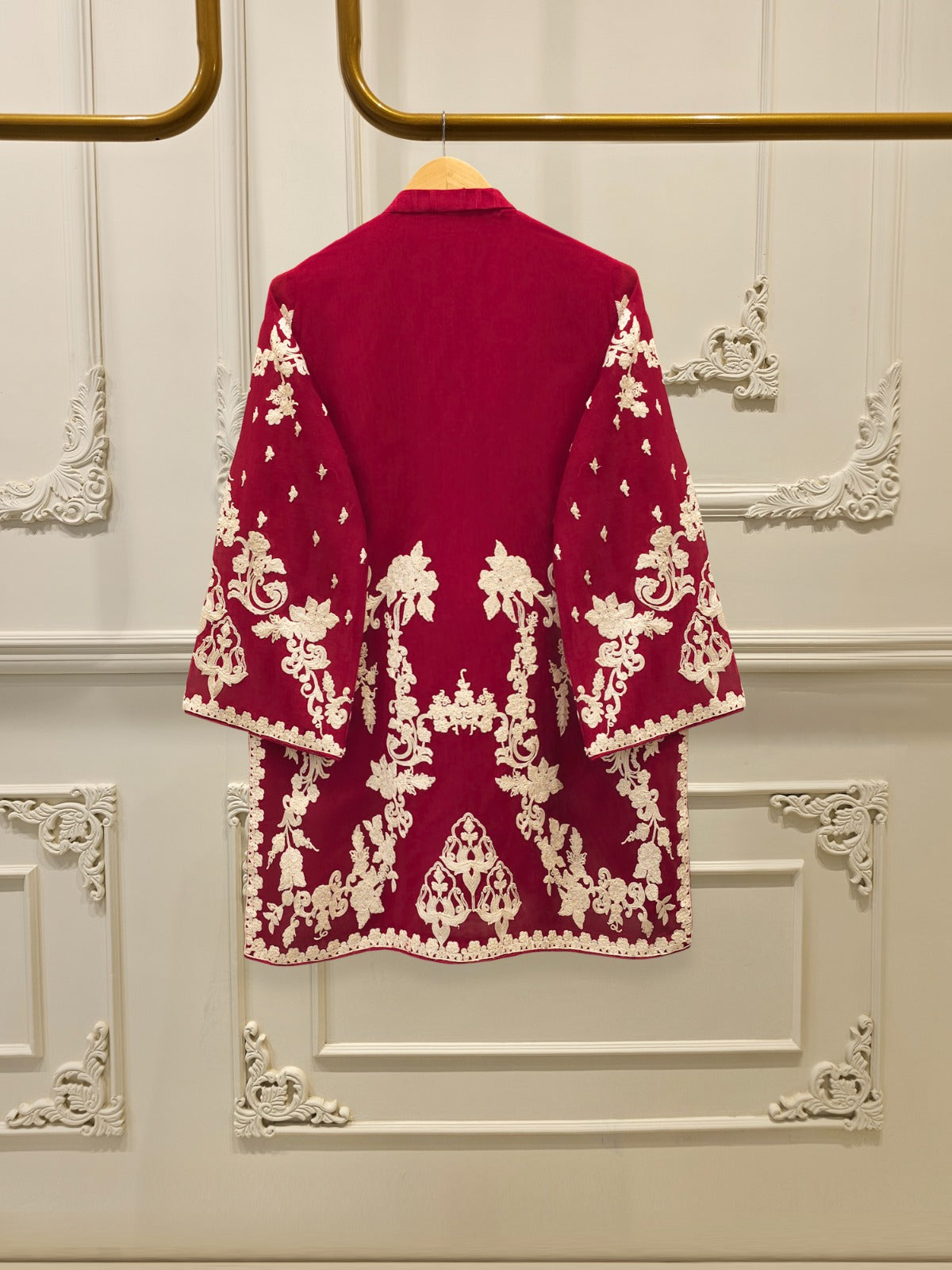 S112818 | Pure Embroidered Cotton Net Suit | Aghanoor Bridal