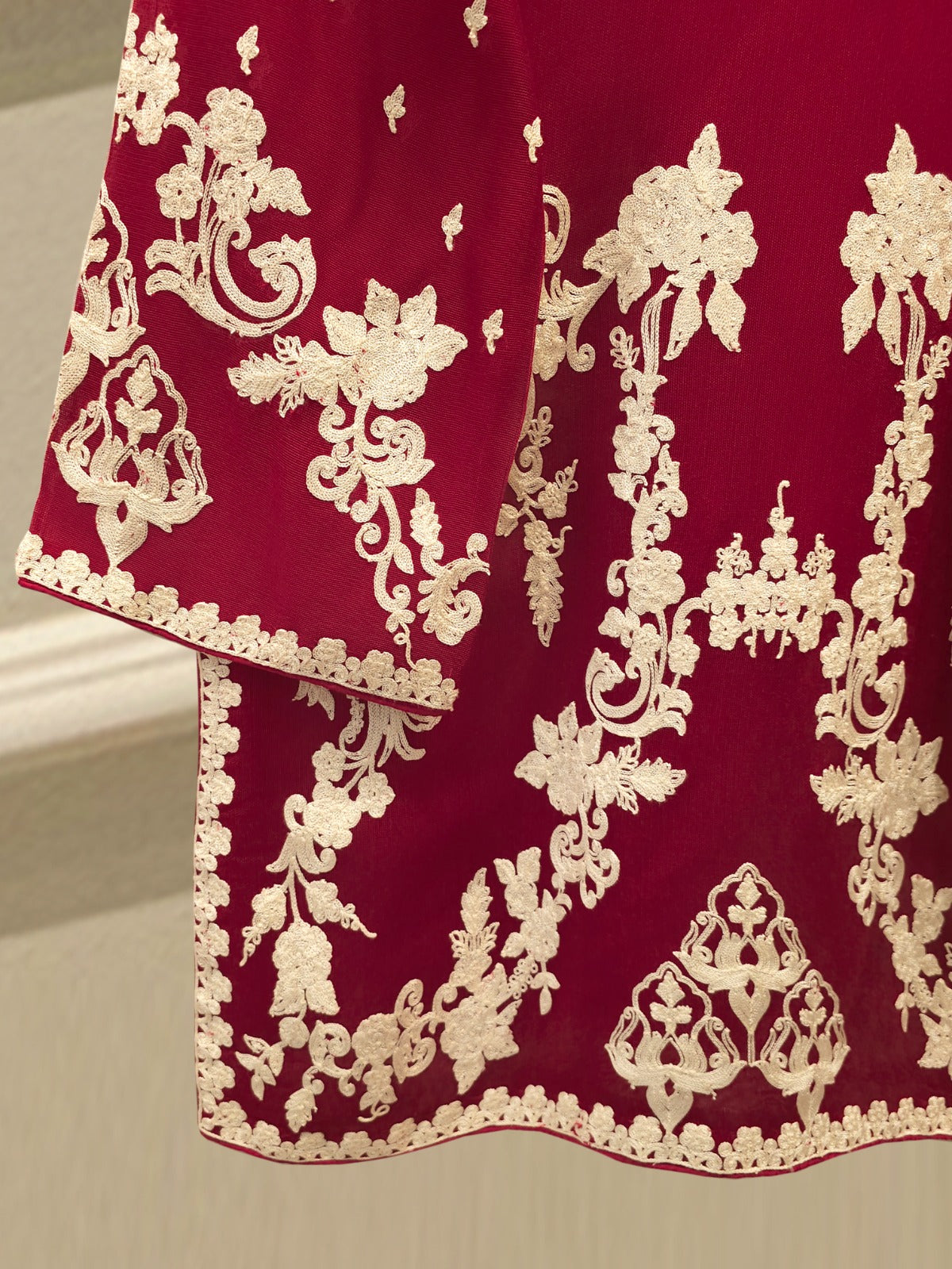 S112818 | Pure Embroidered Cotton Net Suit | Aghanoor Bridal