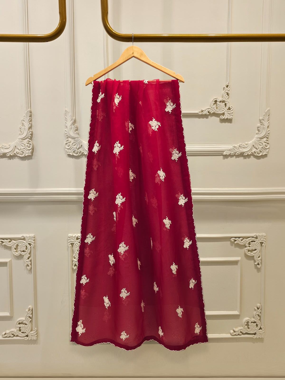 S112818 | Pure Embroidered Cotton Net Suit | Aghanoor Bridal