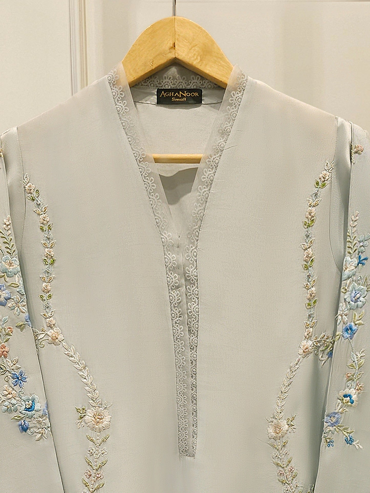 S112890 | Pure Embroidered Sheesha Silk Shirt | Aghanoor Bridal