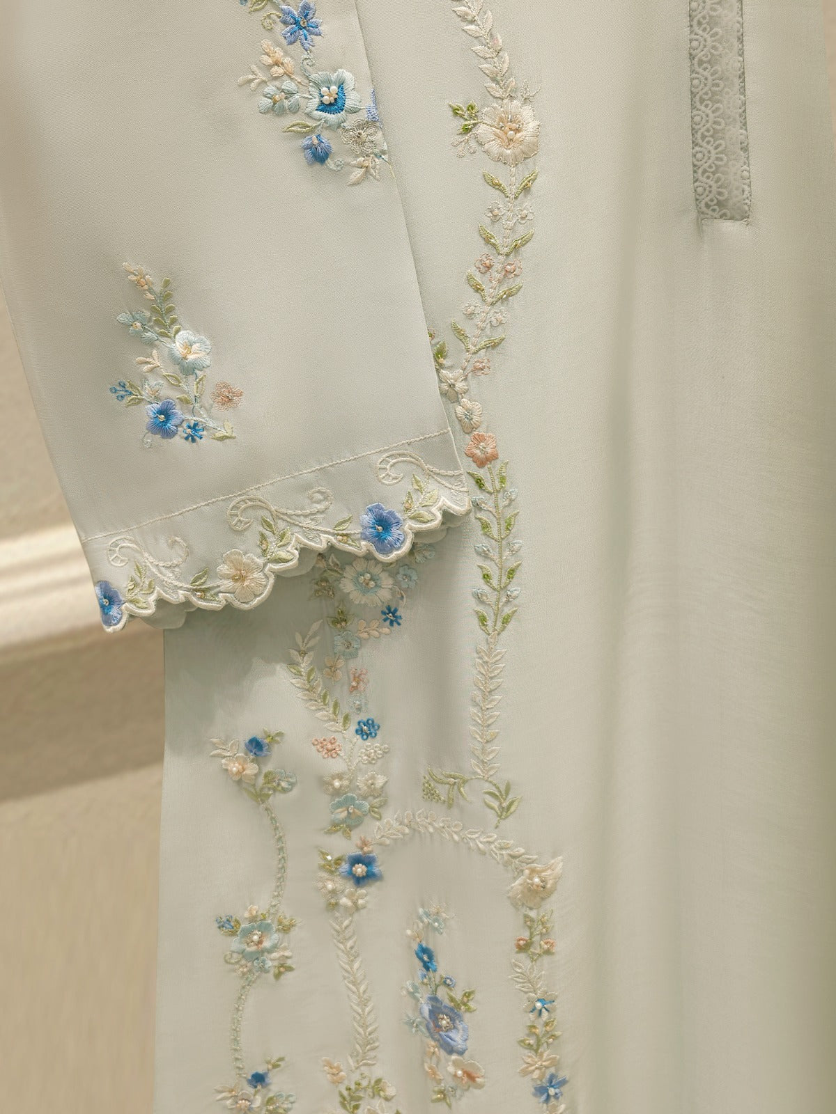 S112890 | Pure Embroidered Sheesha Silk Shirt | Aghanoor Bridal