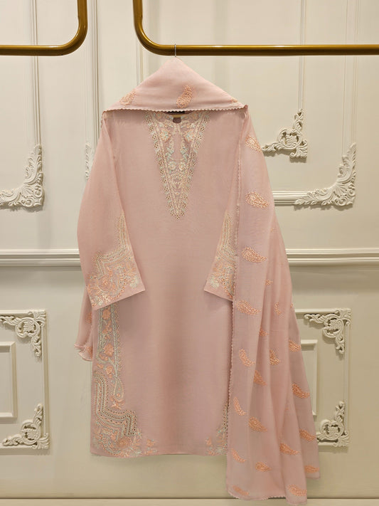 S112902 | Pure Embroidered Cotton Net Suit | Aghanoor Bridal