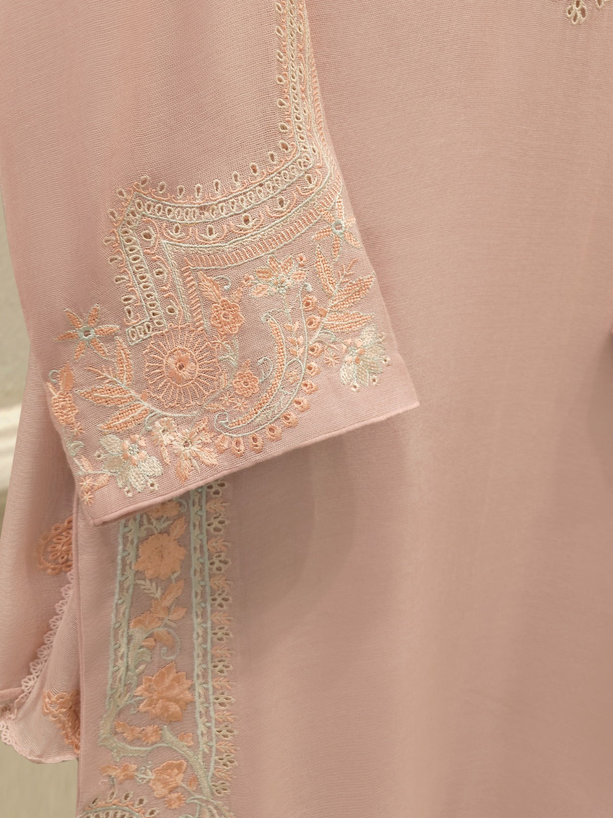 S112902 | Pure Embroidered Cotton Net Suit | Aghanoor Bridal