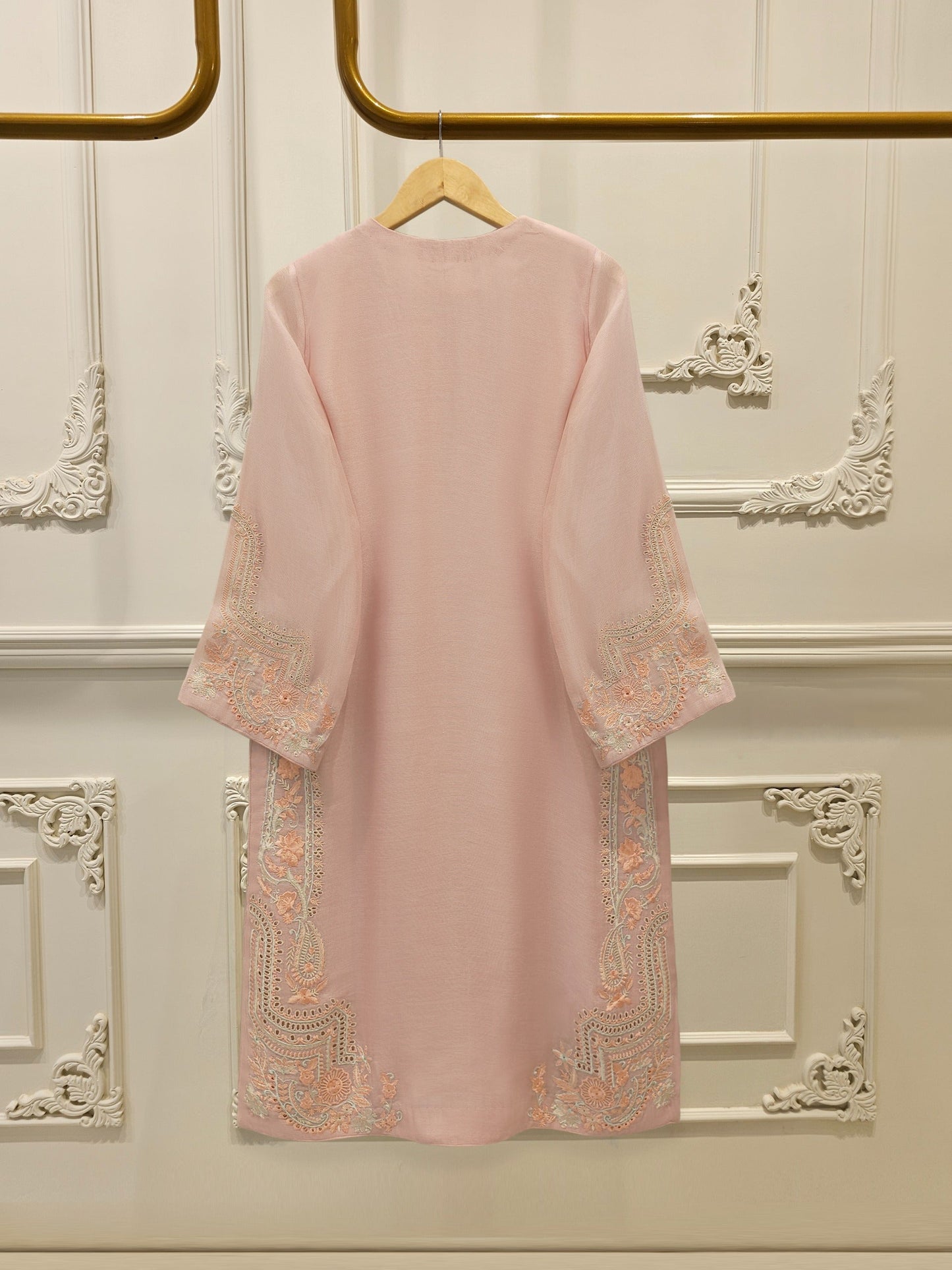 S112902 | Pure Embroidered Cotton Net Suit | Aghanoor Bridal