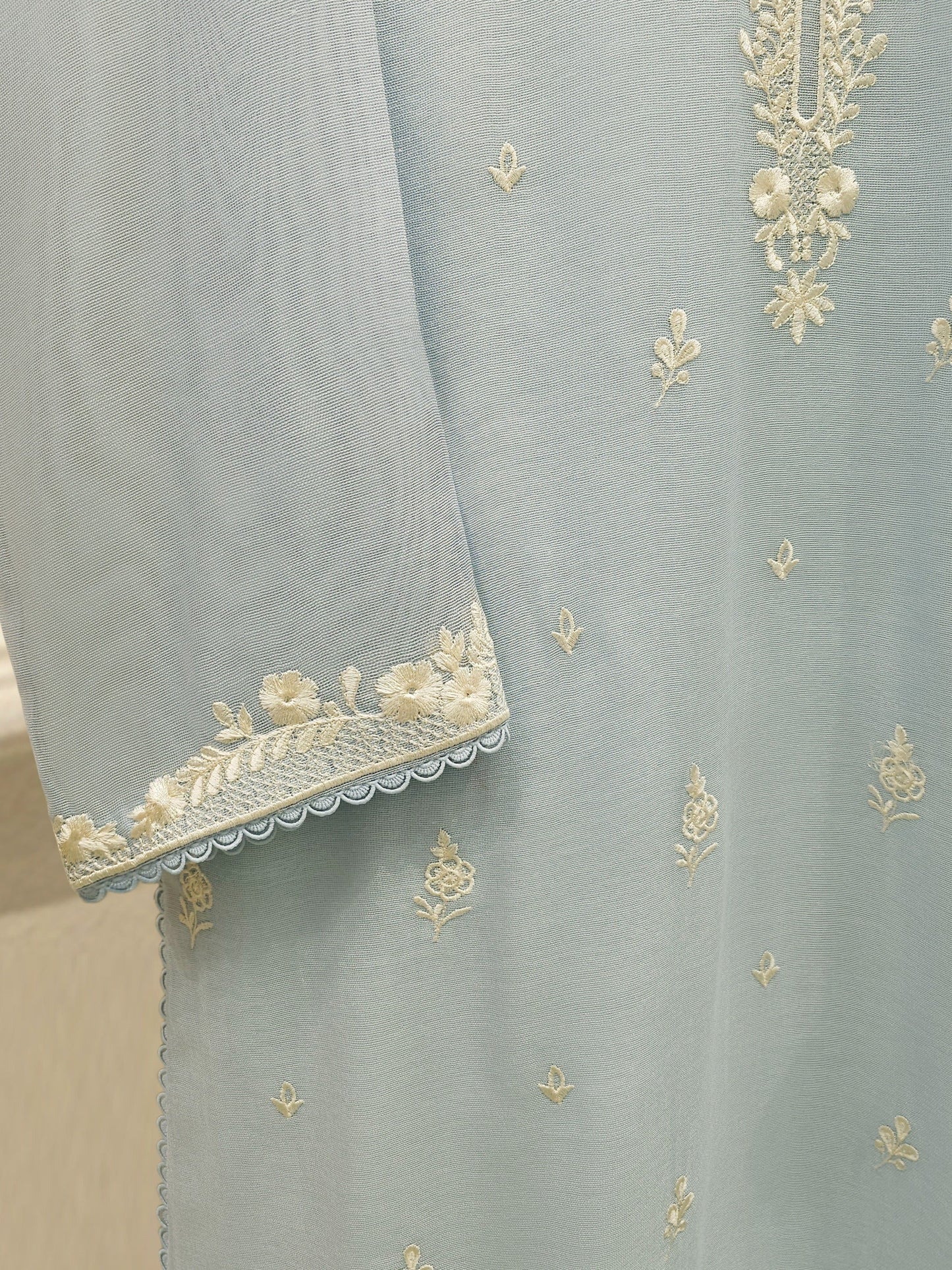 S112905 | Pure Embroidered Cotton Net Shirt | Aghanoor Bridal