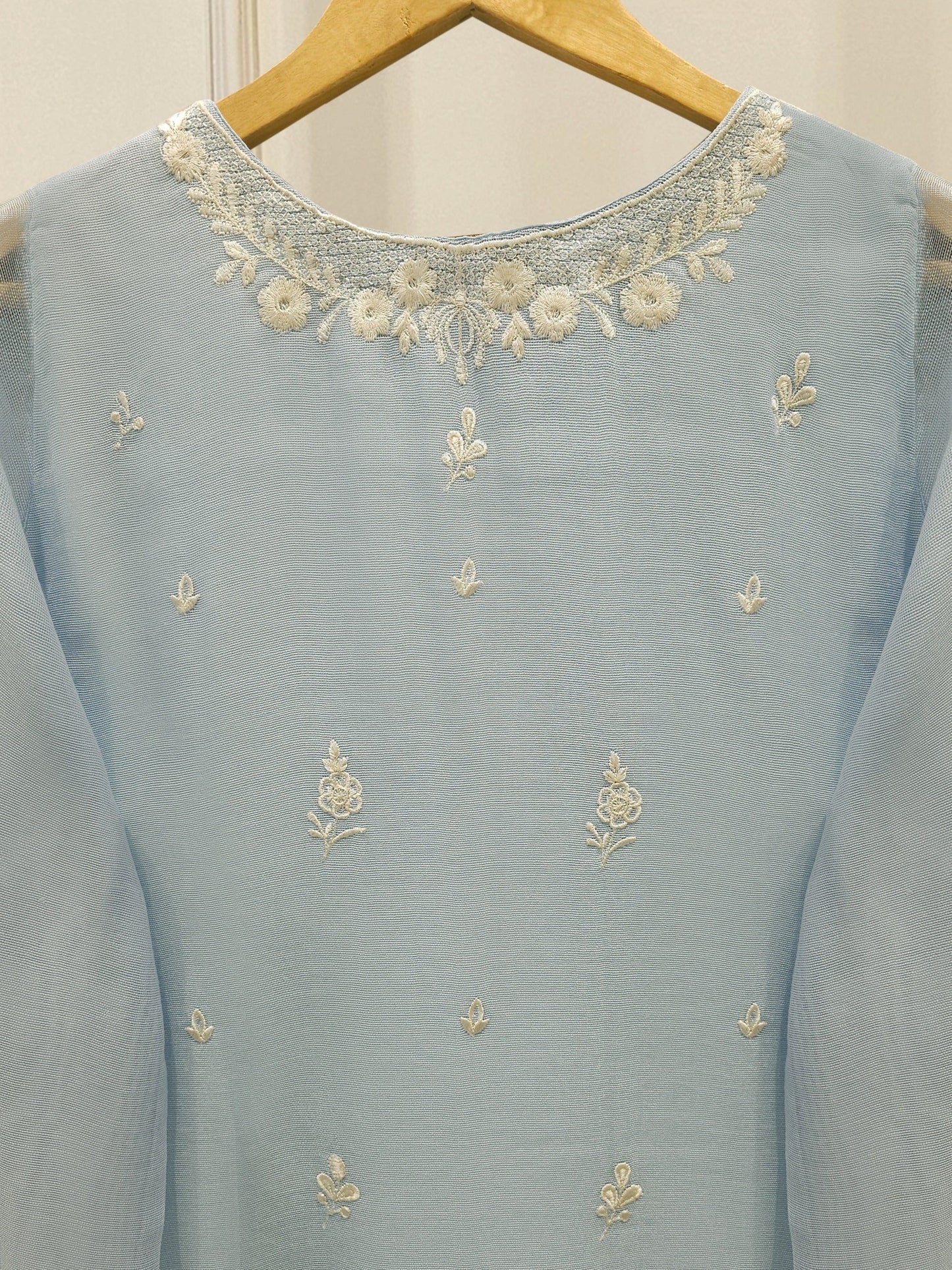 S112905 | Pure Embroidered Cotton Net Shirt | Aghanoor Bridal