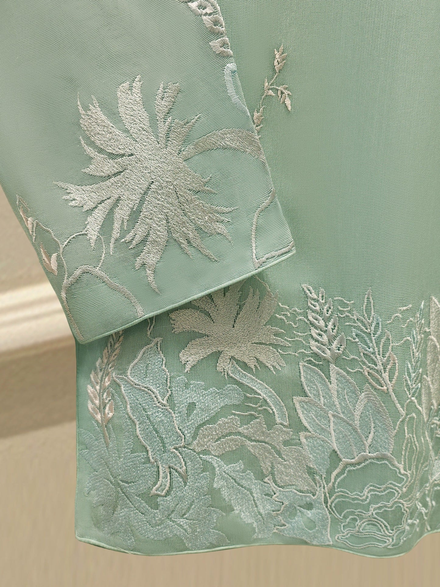 S112907 | Pure Embroidered Cotton Net Shirt | Aghanoor Bridal