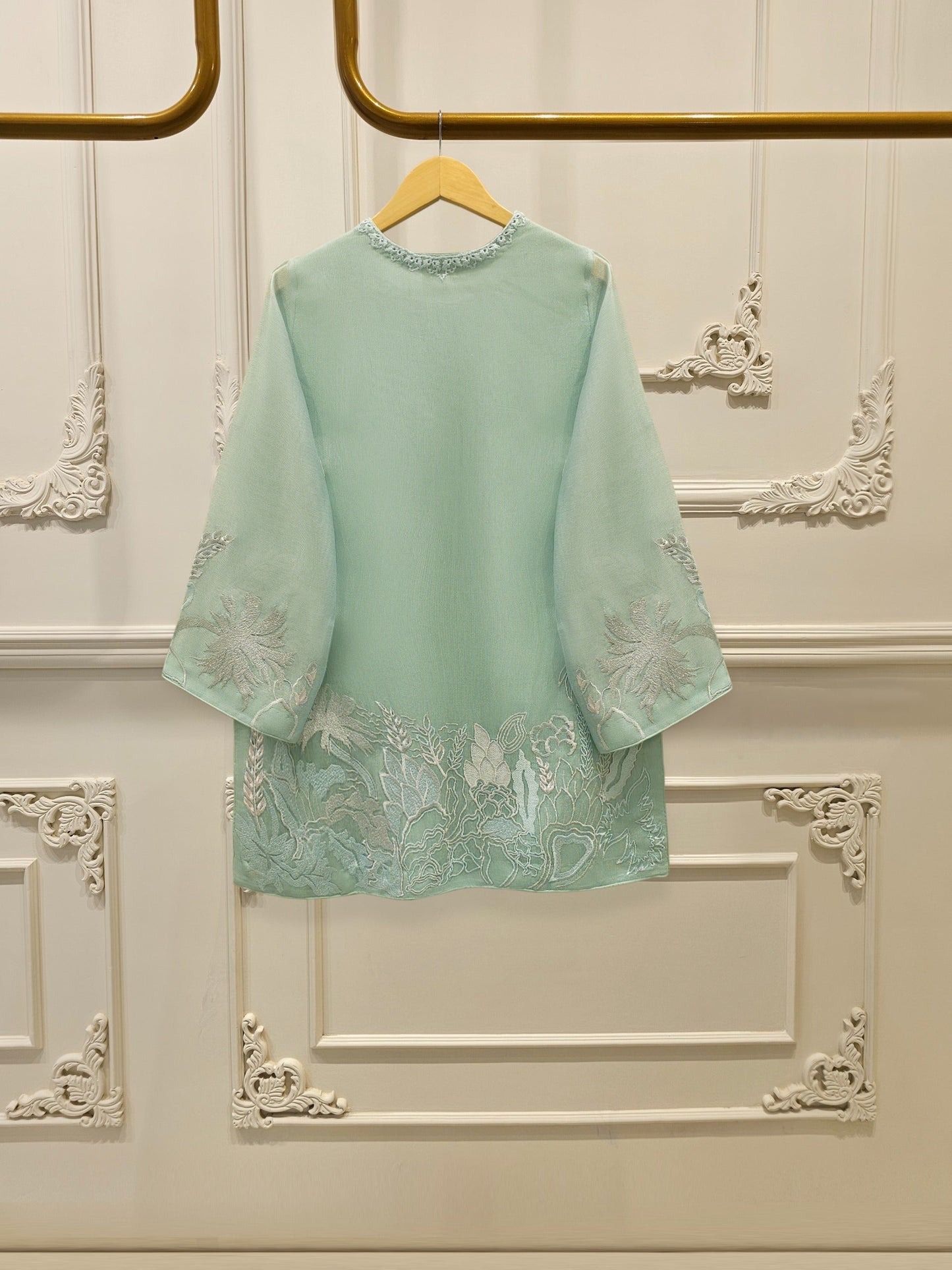 S112907 | Pure Embroidered Cotton Net Shirt | Aghanoor Bridal