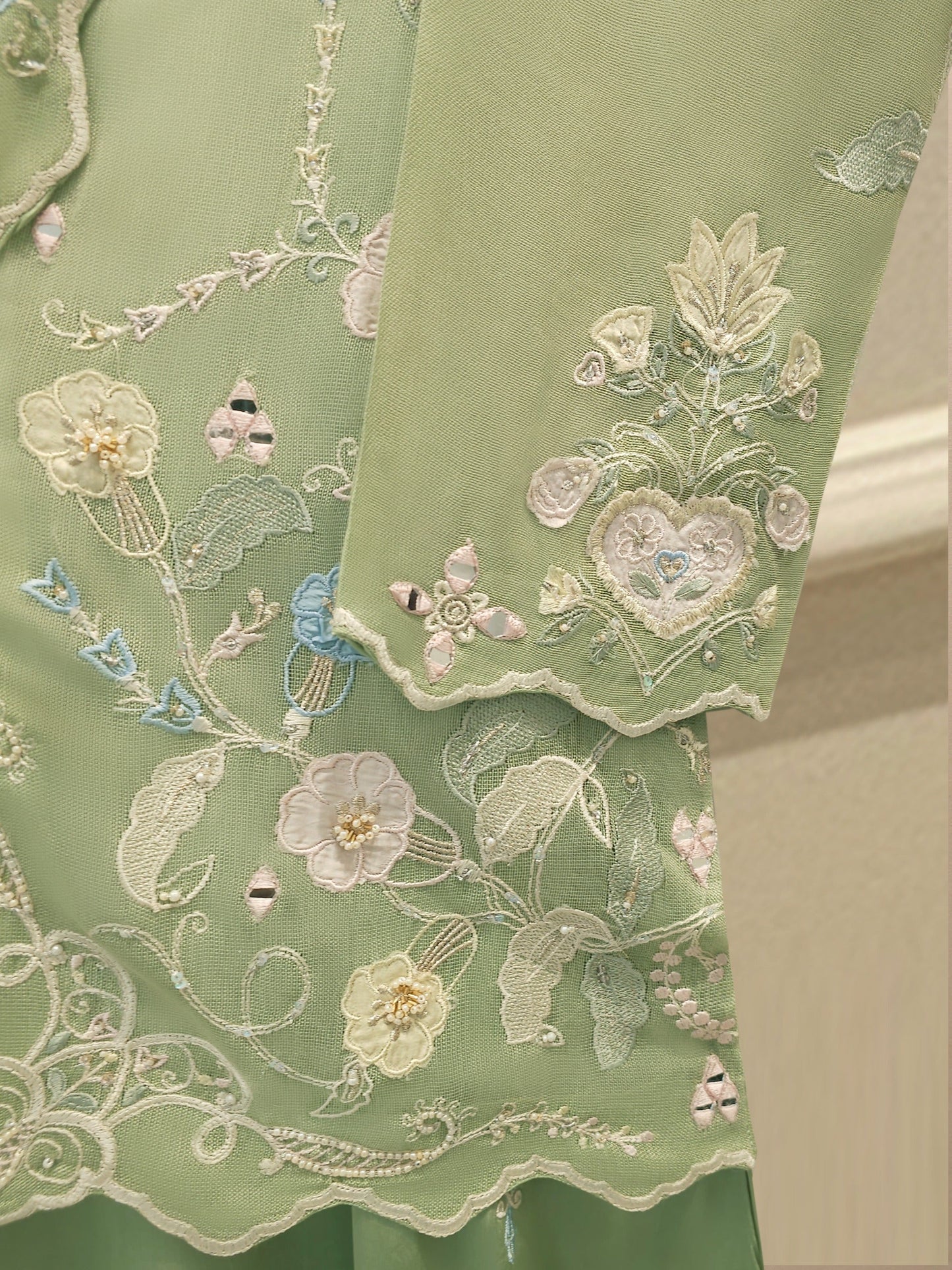 S112912 | Pure Embroidered Cotton Net Shirt | Aghanoor Bridal