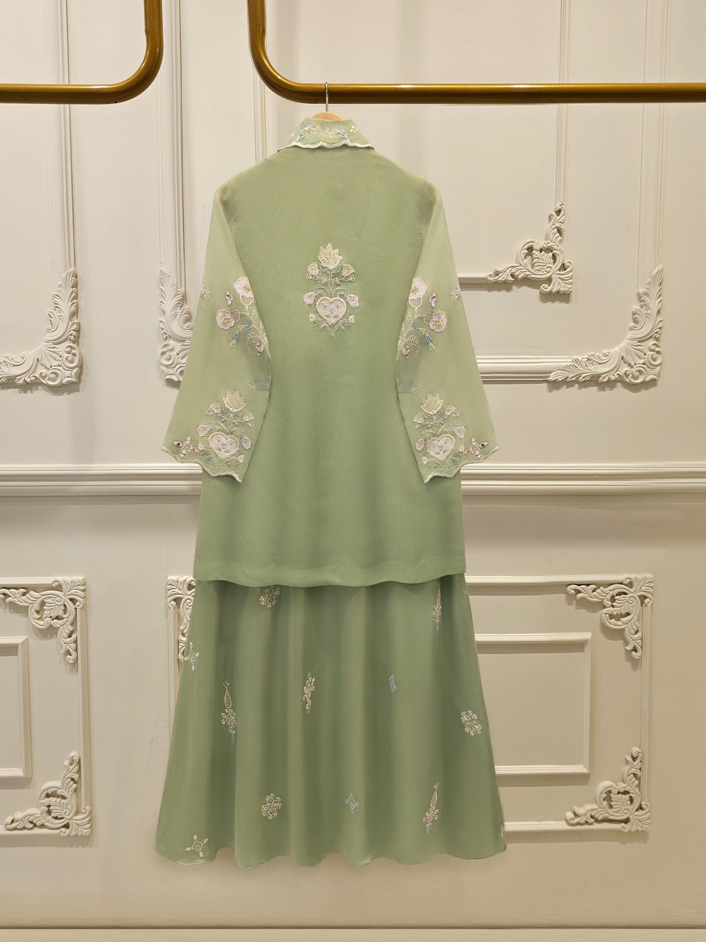 S112912 | Pure Embroidered Cotton Net Shirt | Aghanoor Bridal