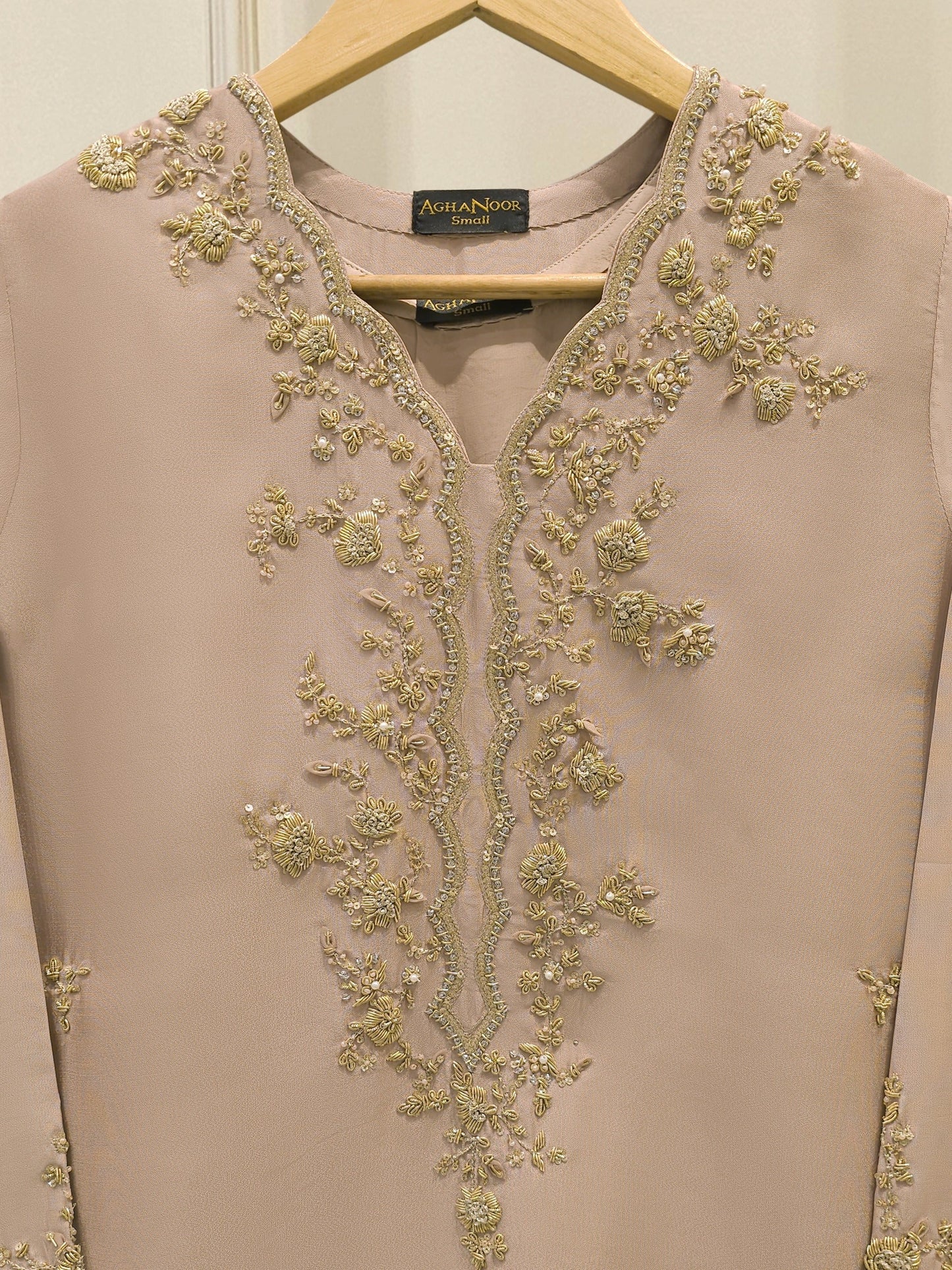 S112906 | Pure Embroidered Sheesha Silk Suit  | Aghanoor Bridal